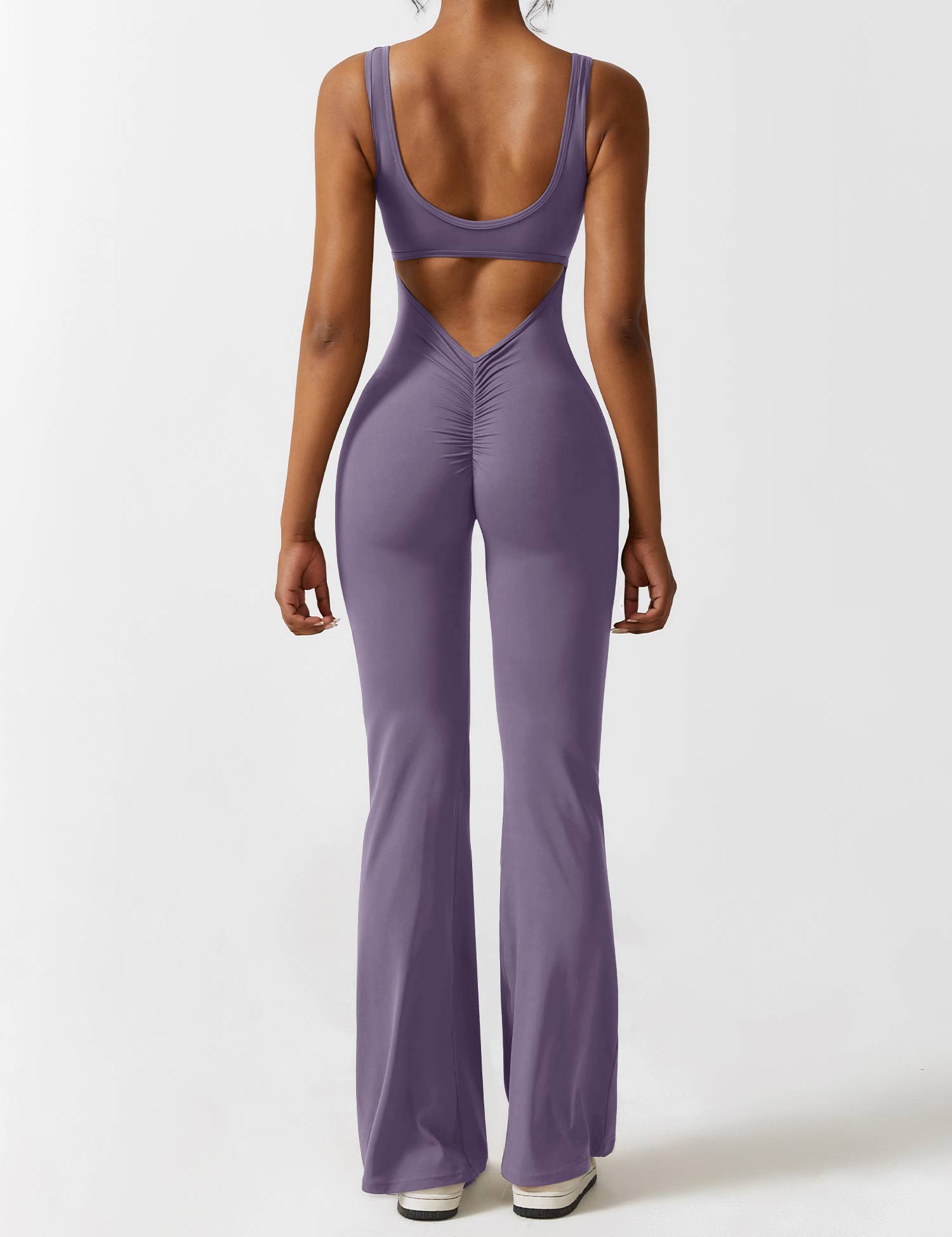 YGLEO V-Back Flared Jumpsuit