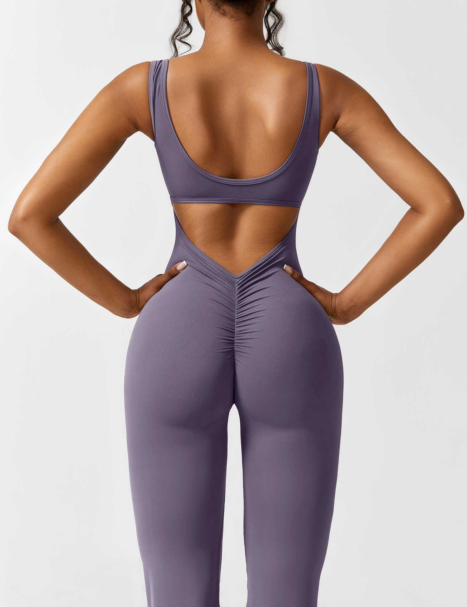 YGLEO V-Back Flared Jumpsuit