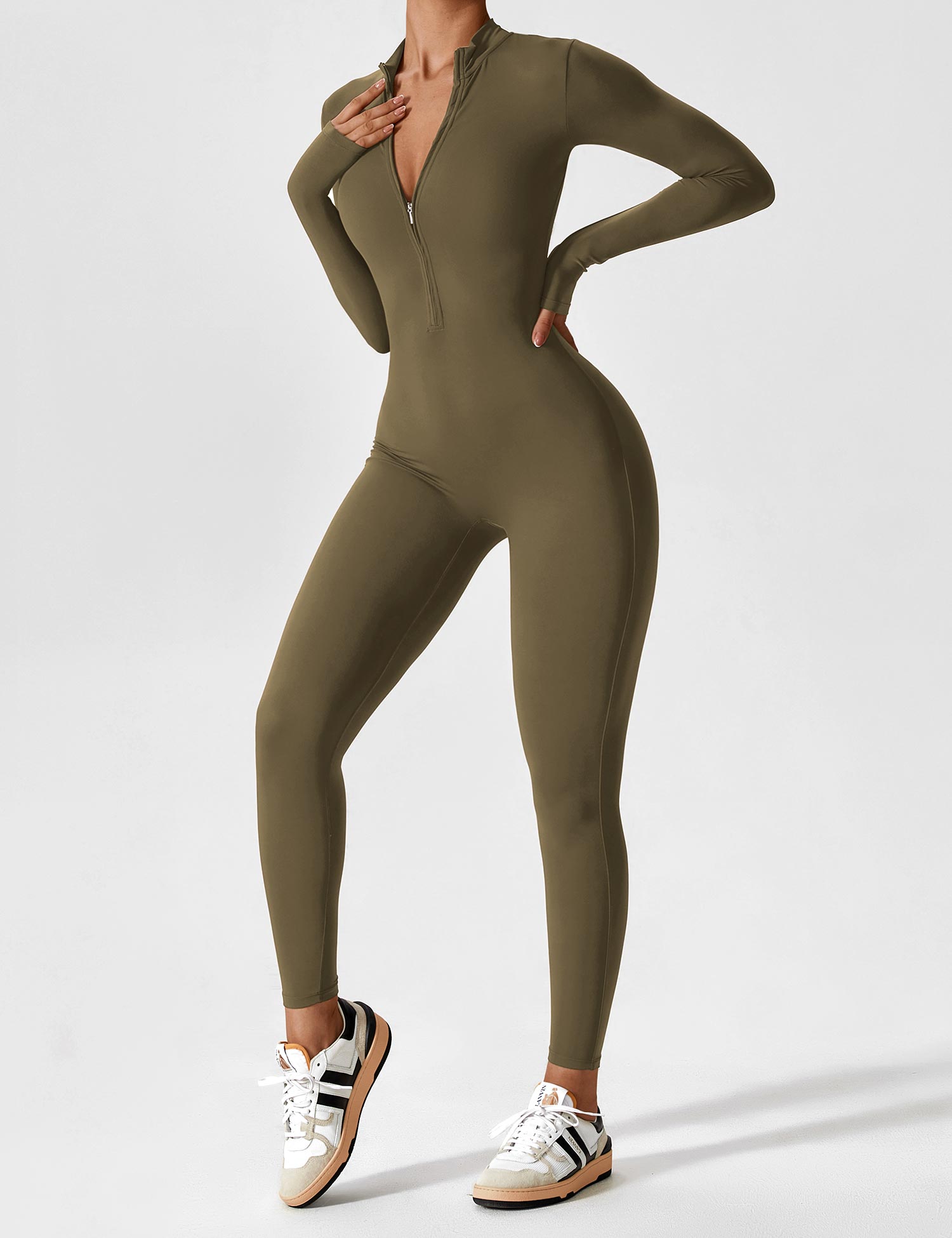 YGLEO Long Sleeve | Short Sleeve Zipper Jumpsuit