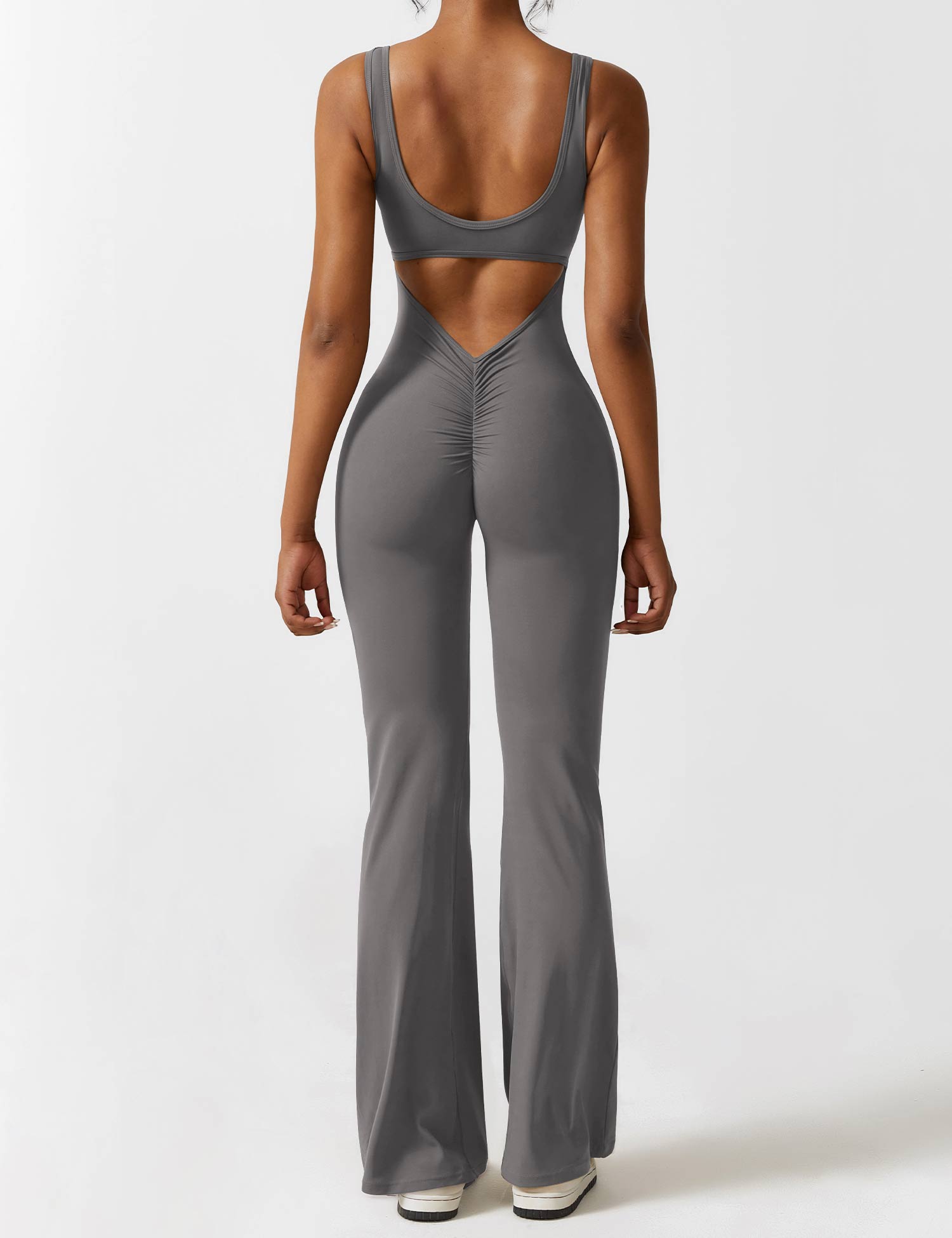YGLEO V-Back Flared Jumpsuit