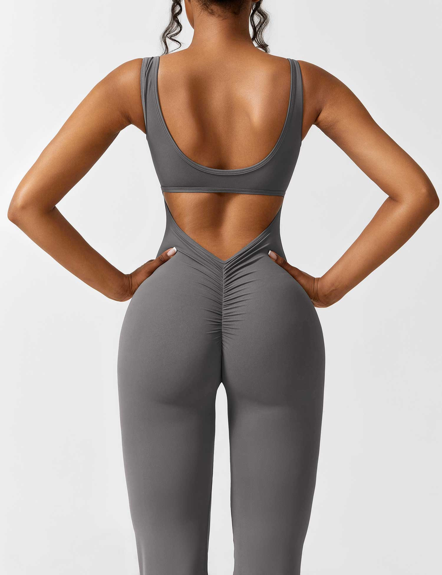 YGLEO V-Back Flared Jumpsuit