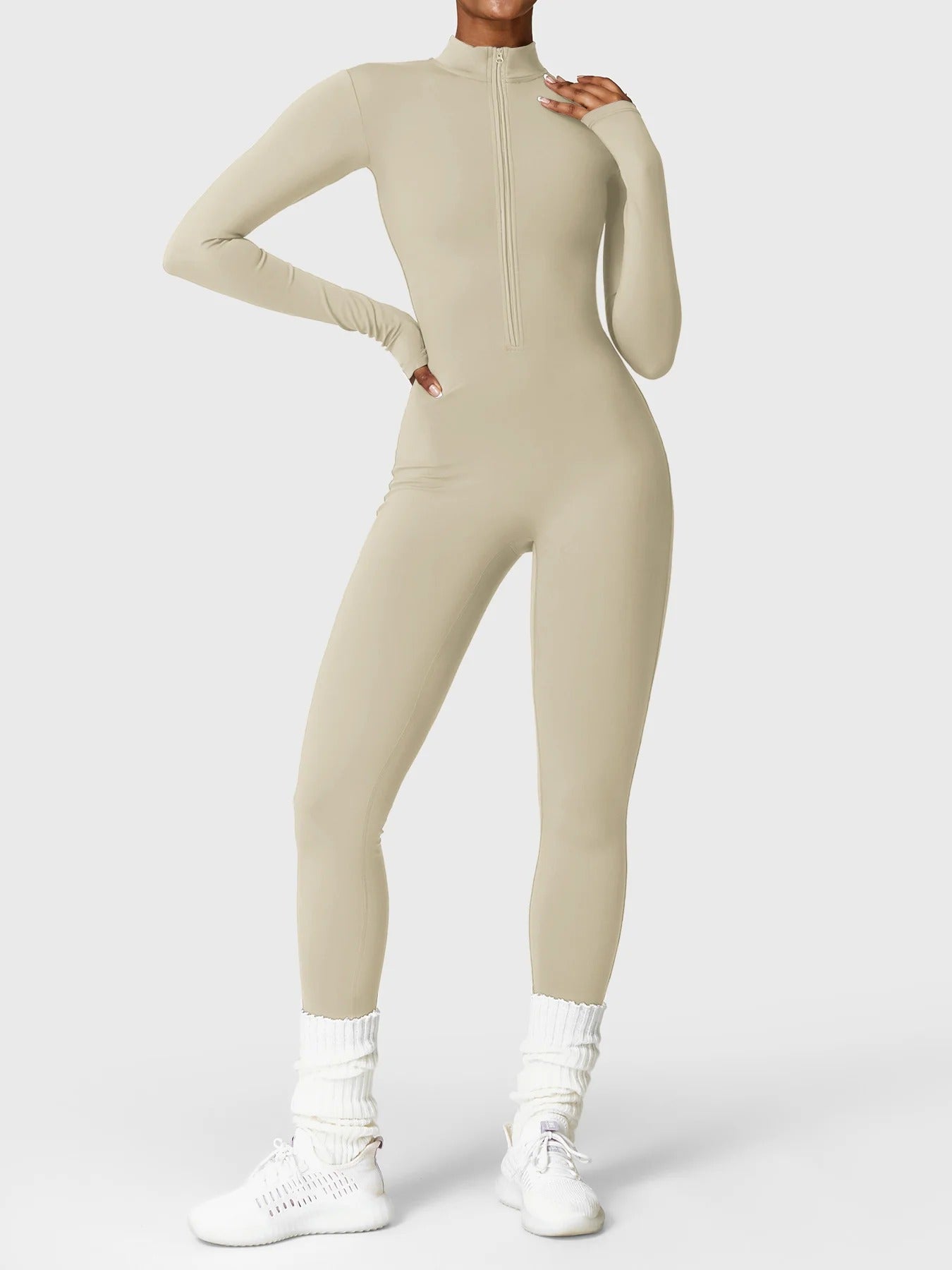 YGLEO Belle Fleece Long Sleeve Zipper Jumpsuit