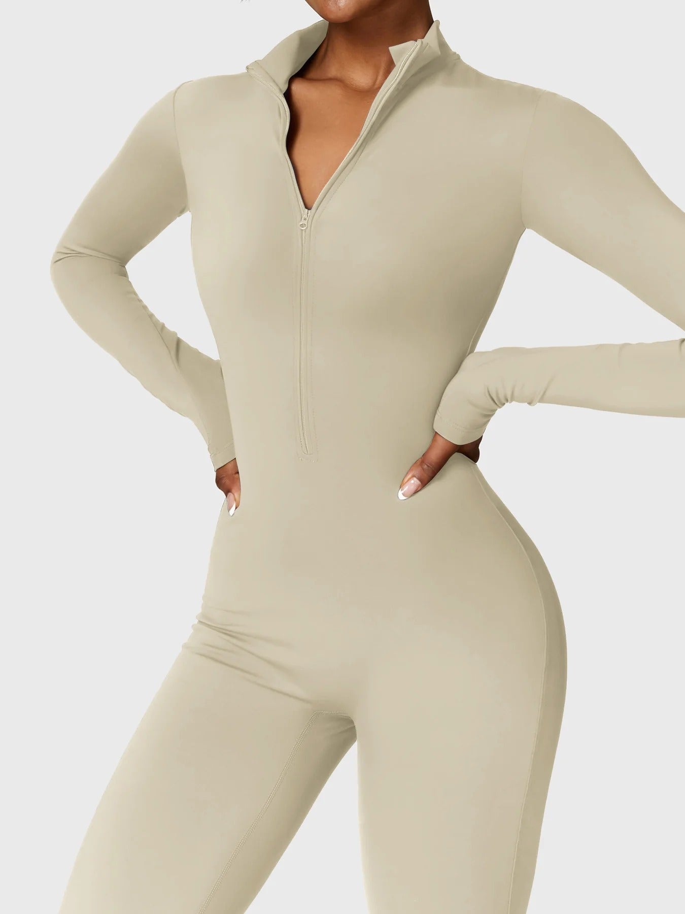YGLEO Belle Fleece Long Sleeve Zipper Jumpsuit