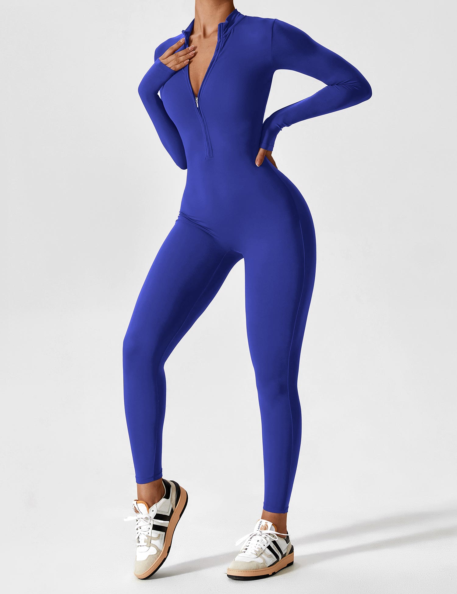 YGLEO Long Sleeve | Short Sleeve Zipper Jumpsuit