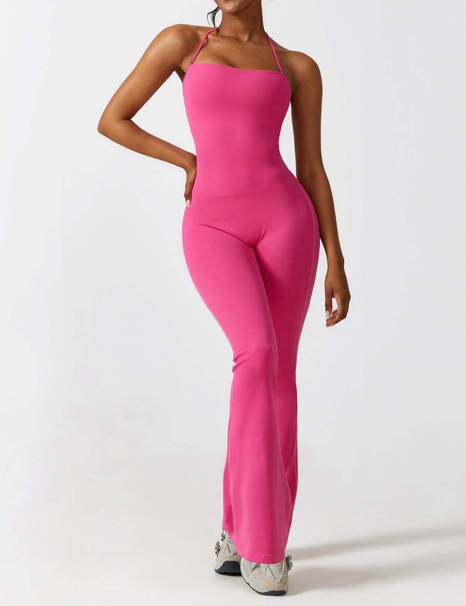 YGLEO Halter Flared Jumpsuit