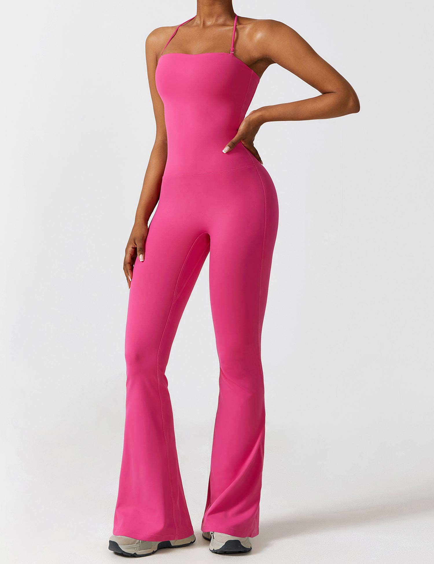 YGLEO Halter Flared Jumpsuit