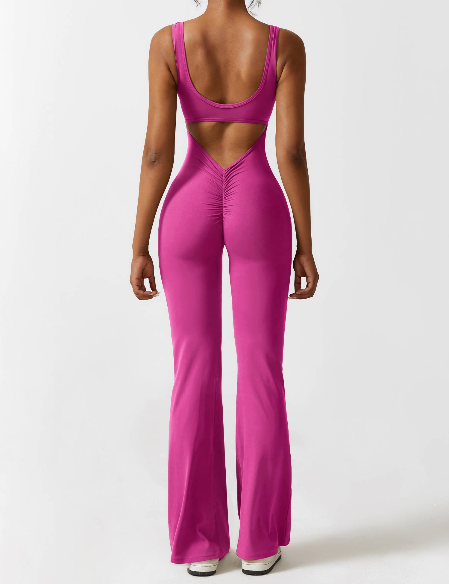 YGLEO V-Back Flared Jumpsuit
