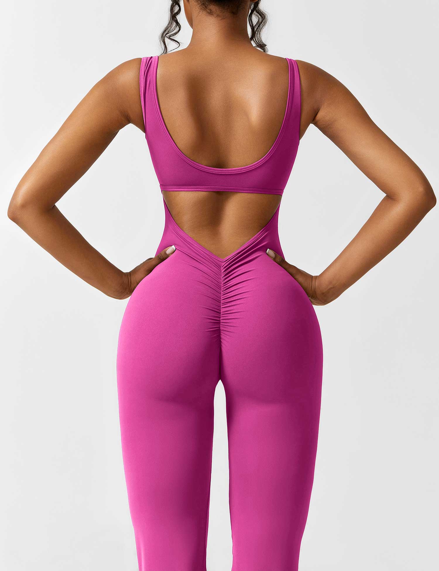 YGLEO V-Back Flared Jumpsuit