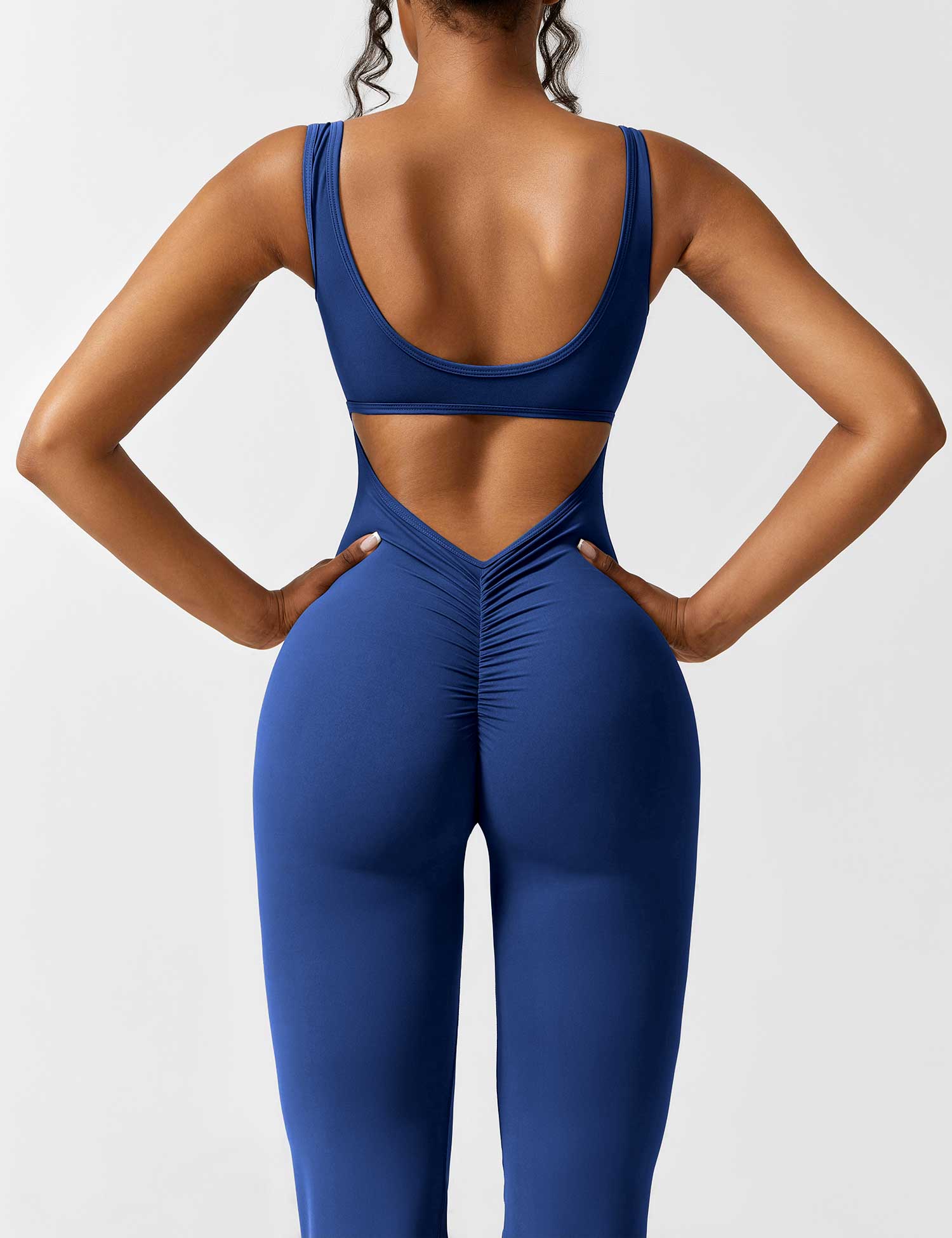 YGLEO V-Back Flared Jumpsuit
