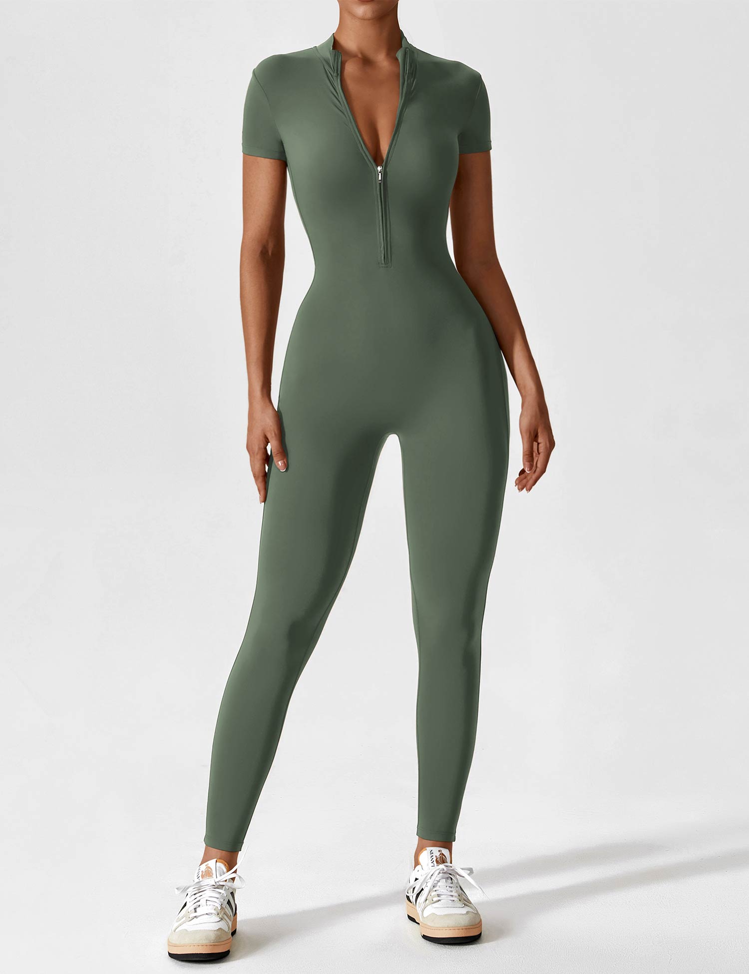 YGLEO Long Sleeve | Short Sleeve Zipper Jumpsuit