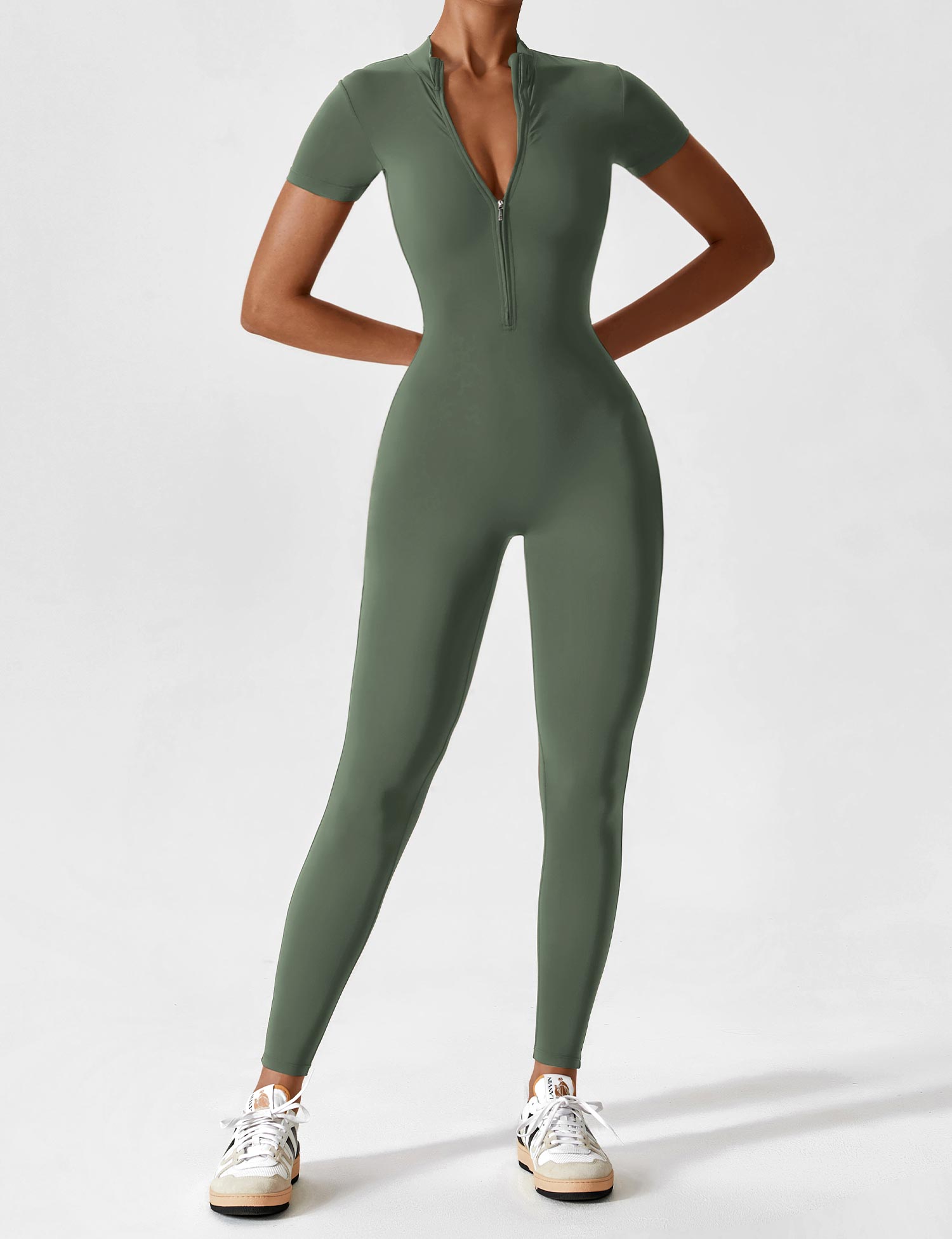 YGLEO Long Sleeve | Short Sleeve Zipper Jumpsuit