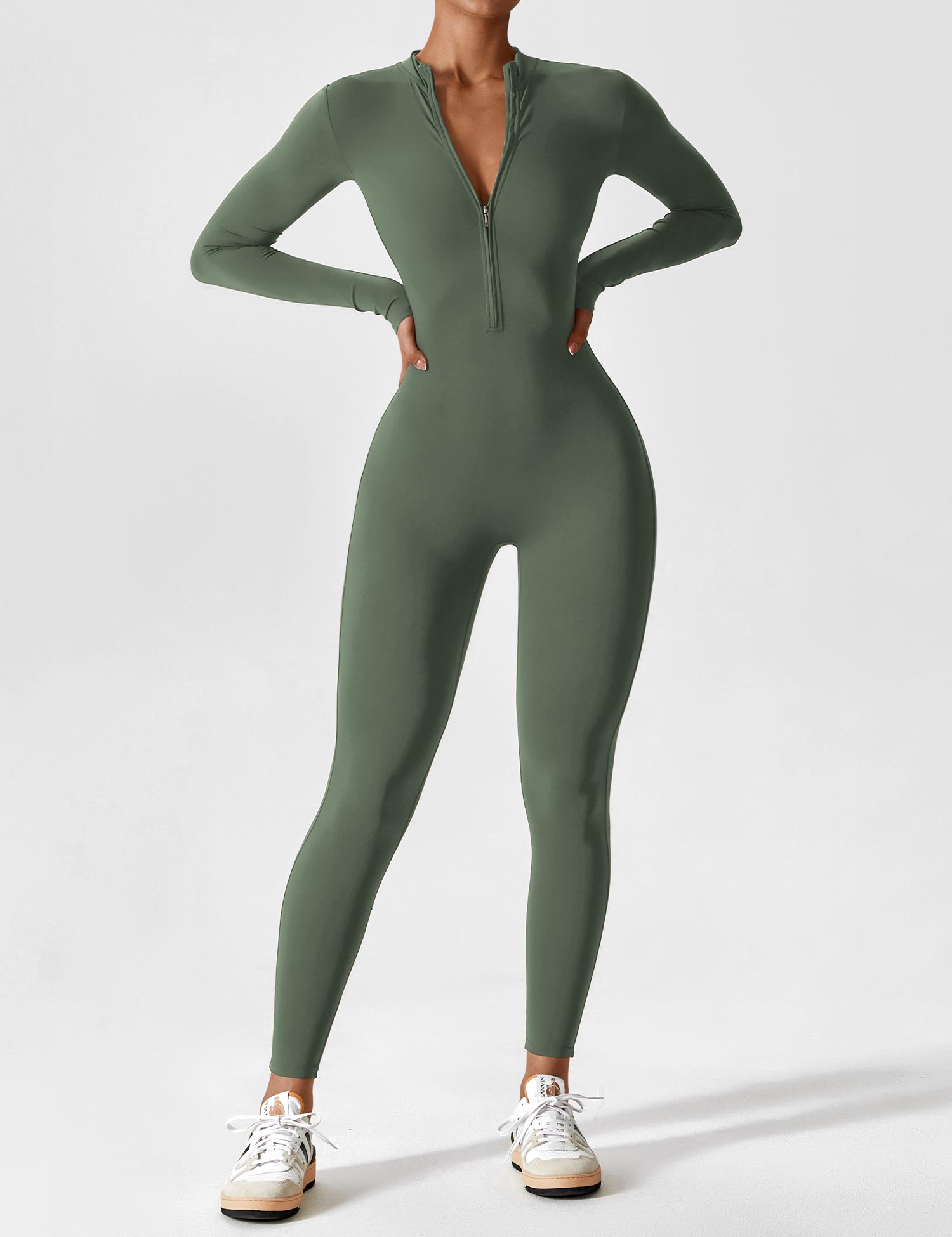 YGLEO Long Sleeve | Short Sleeve Zipper Jumpsuit