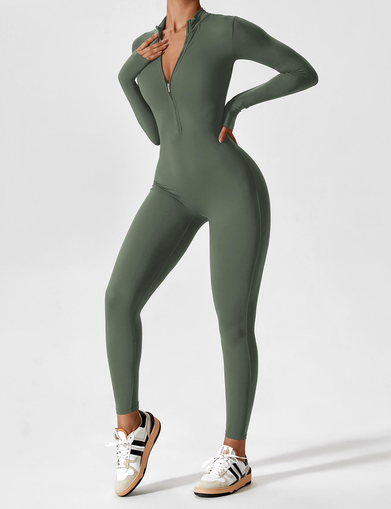 YGLEO Long Sleeve | Short Sleeve Zipper Jumpsuit