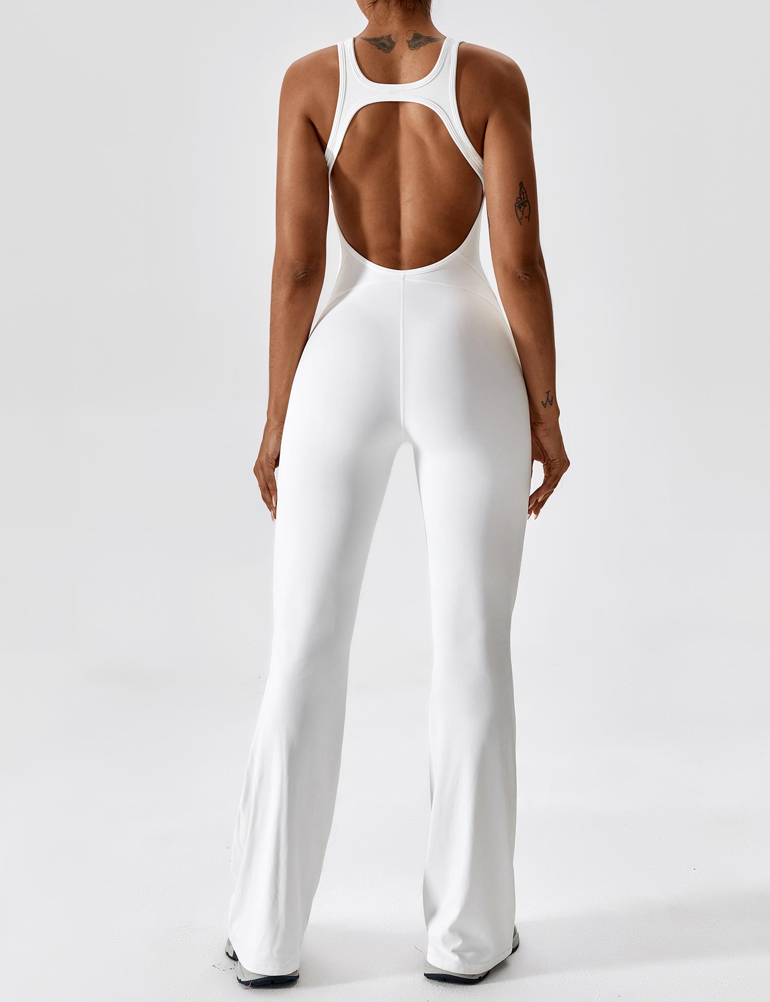 YGLEO Open Back Flared Jumpsuit