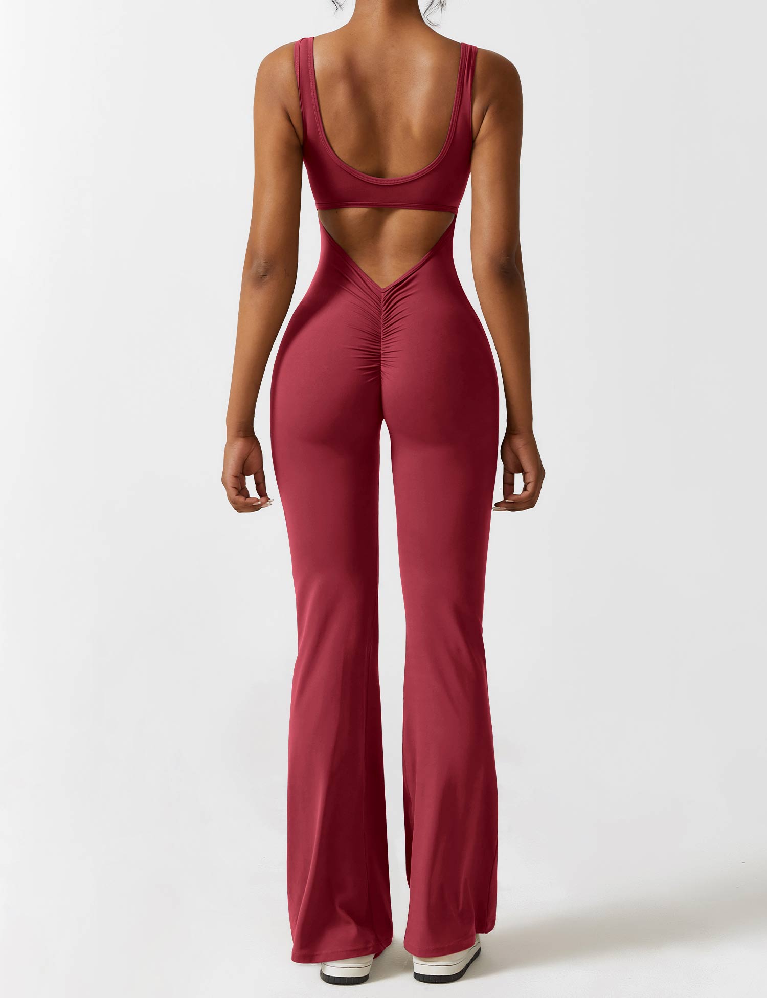 YGLEO V-Back Flared Jumpsuit