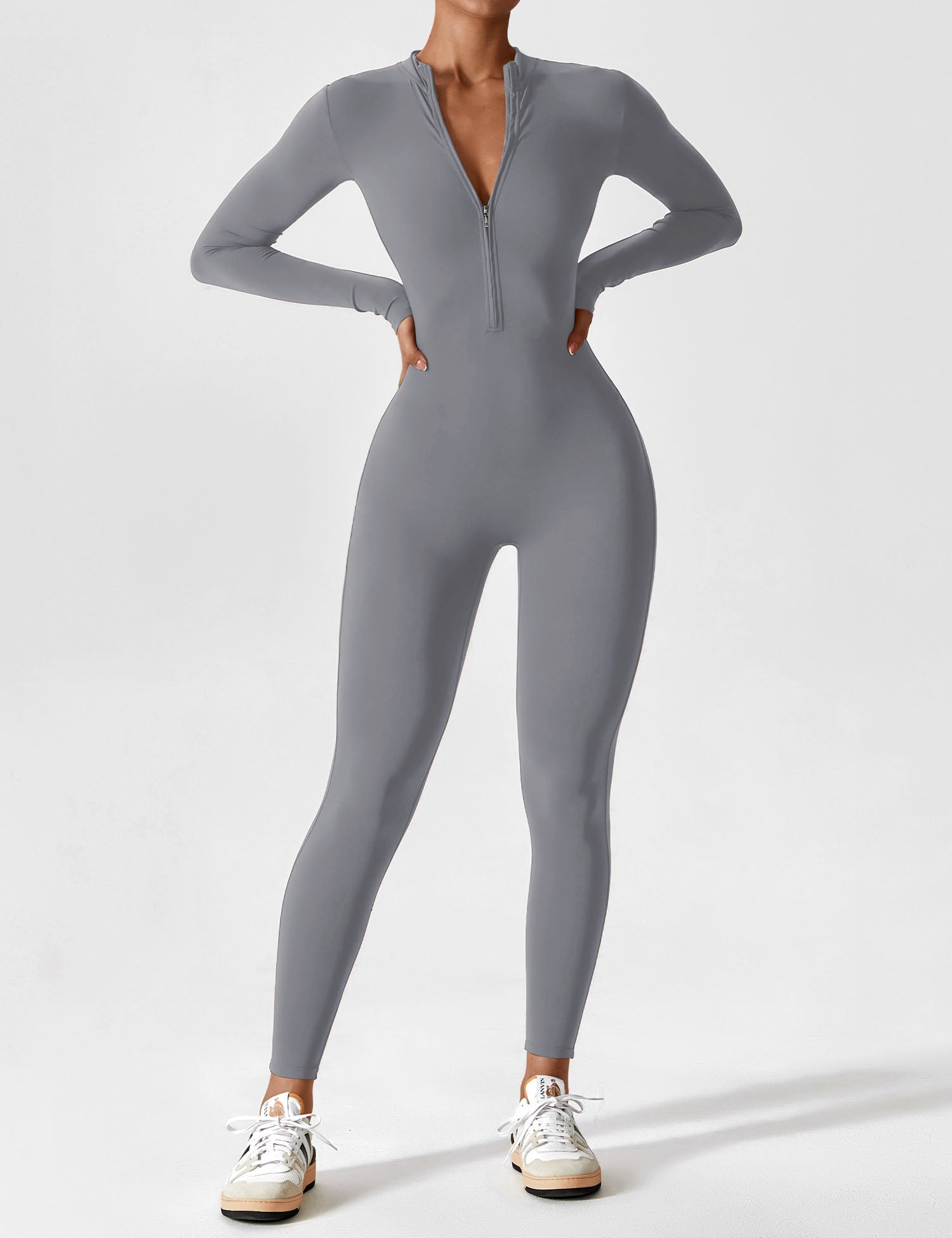 YGLEO Long Sleeve | Short Sleeve Zipper Jumpsuit
