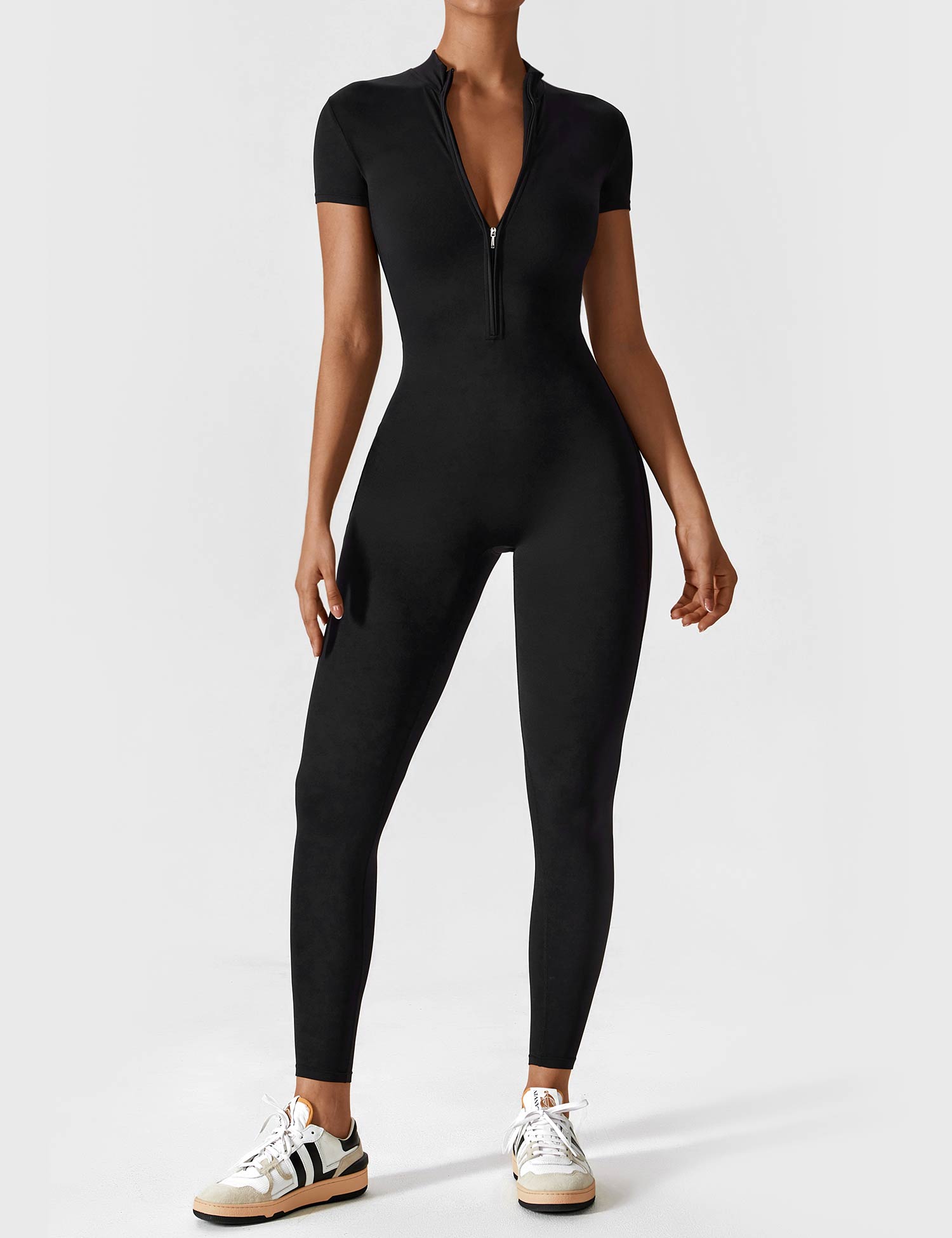 YGLEO Long Sleeve | Short Sleeve Zipper Jumpsuit
