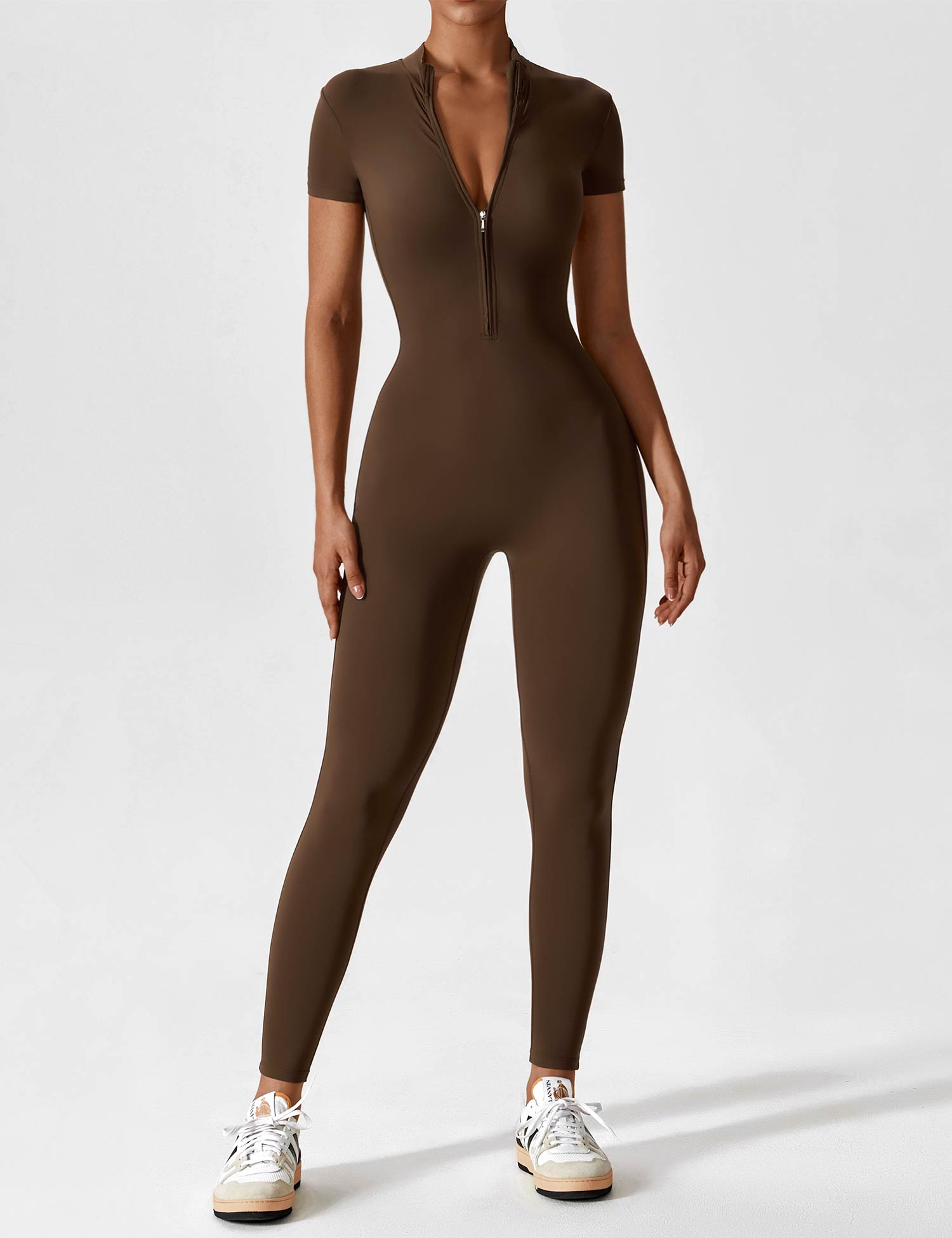 YGLEO Long Sleeve | Short Sleeve Zipper Jumpsuit