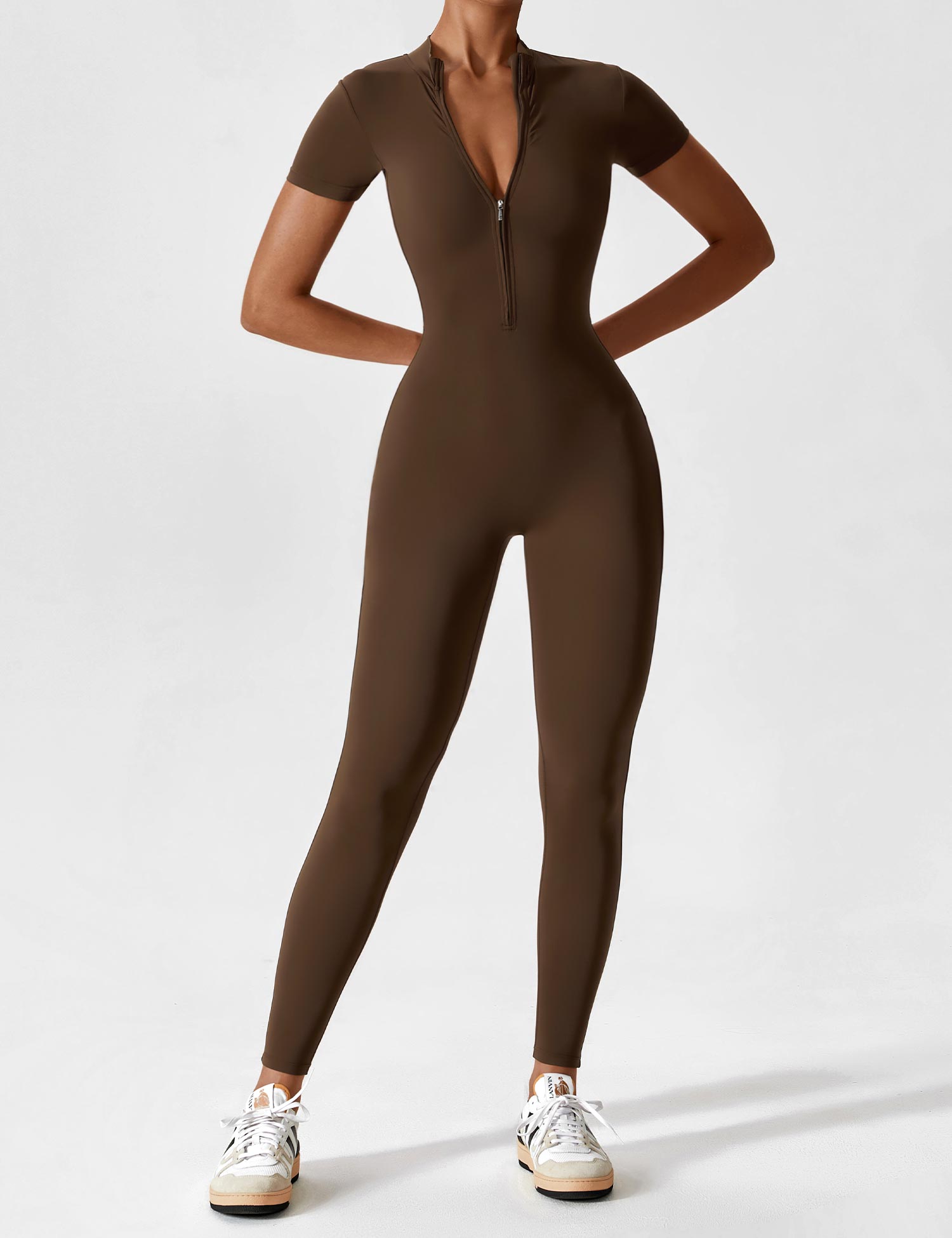YGLEO Long Sleeve | Short Sleeve Zipper Jumpsuit