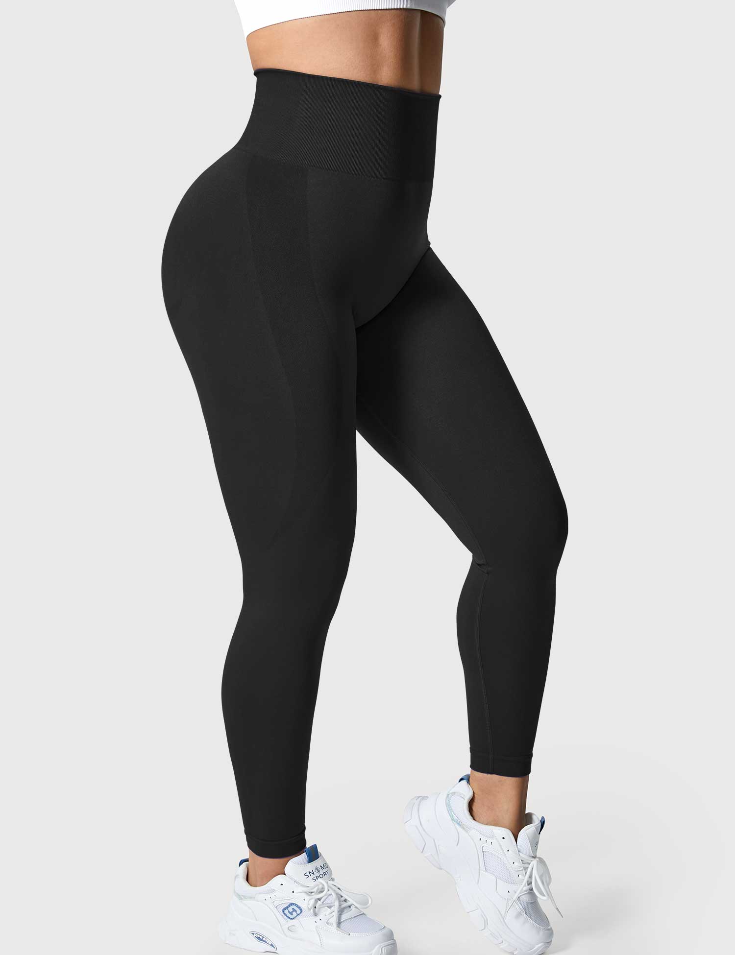 YGLEO Solid Smile Contour Leggings