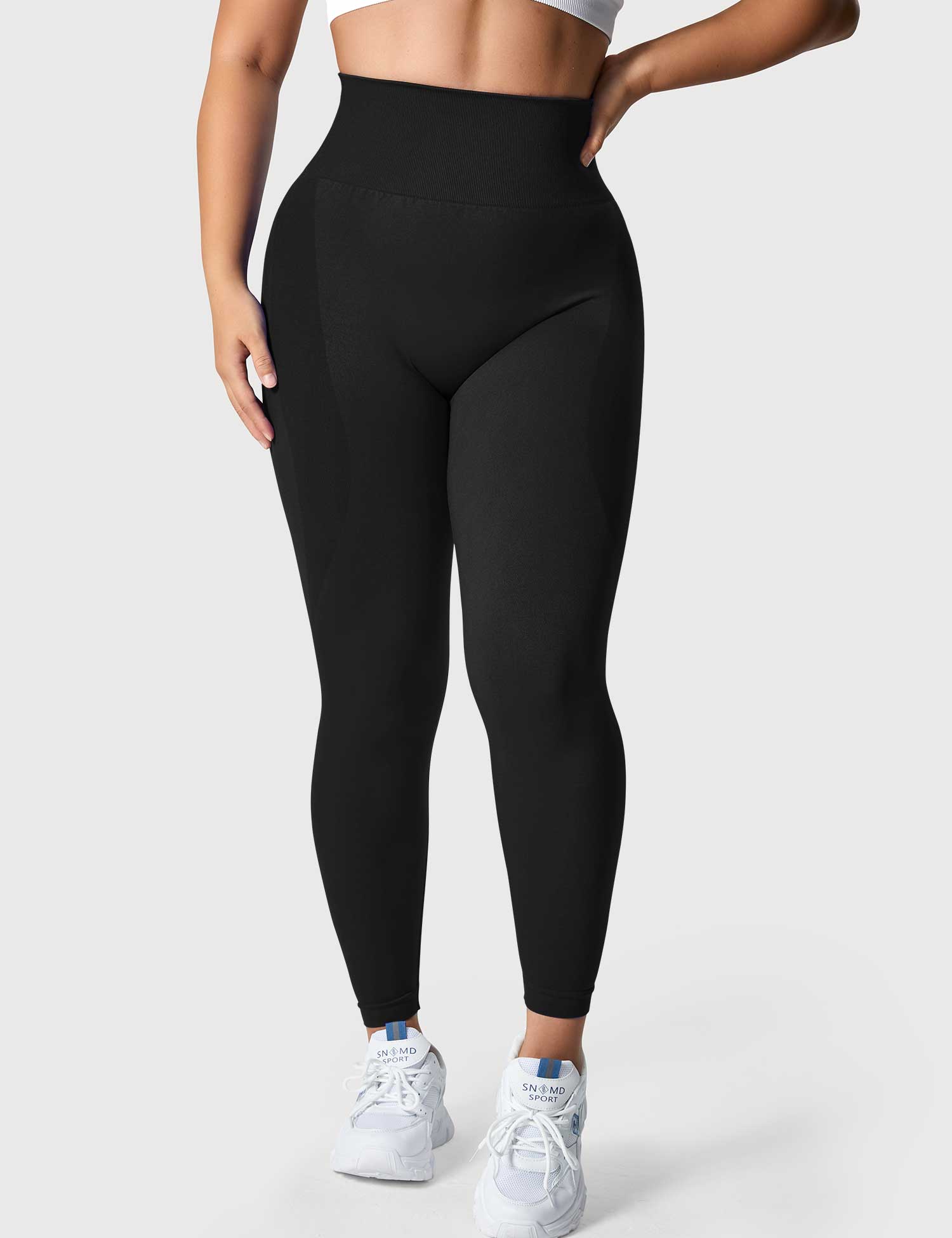 YGLEO Solid Smile Contour Leggings