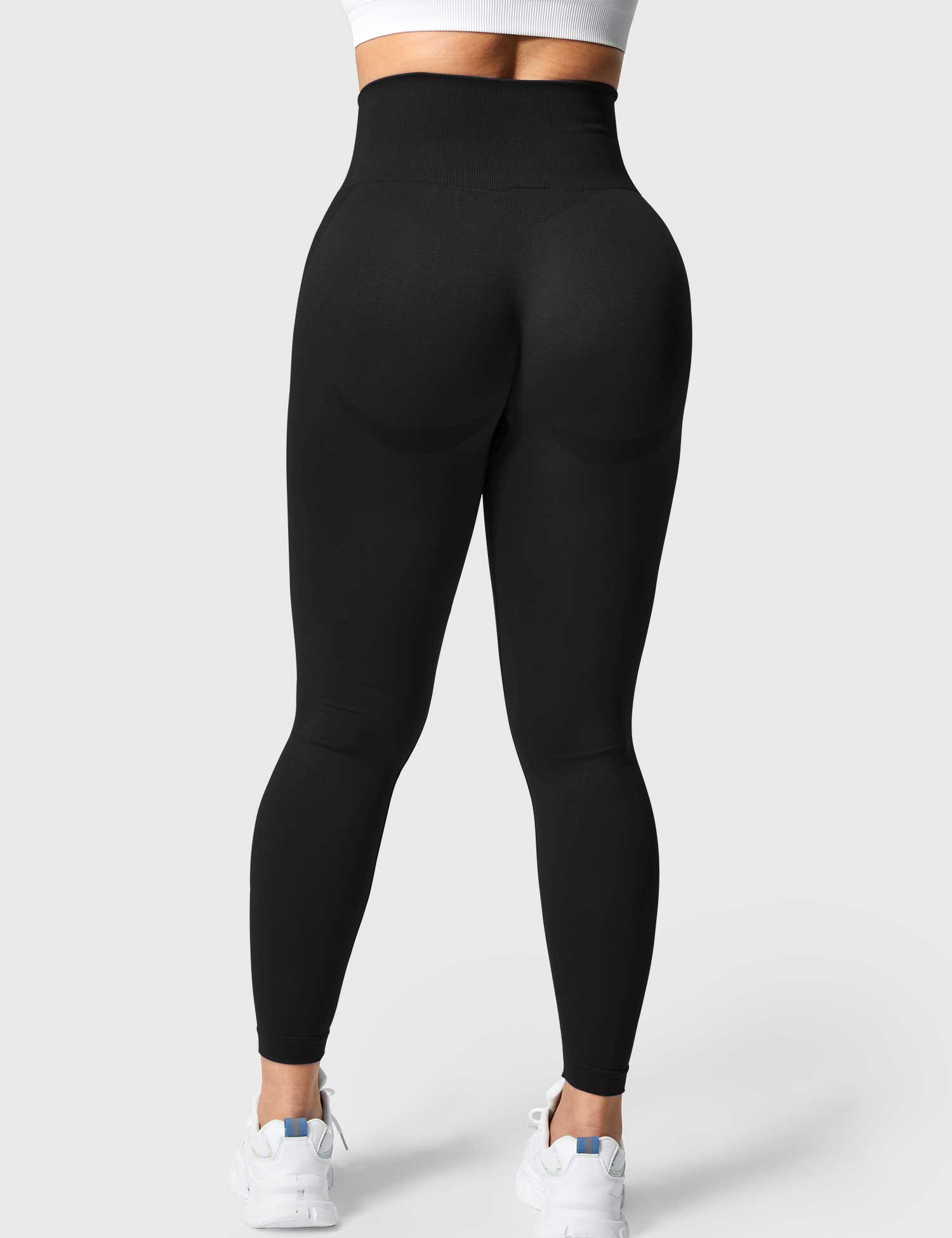 YGLEO Solid Smile Contour Leggings