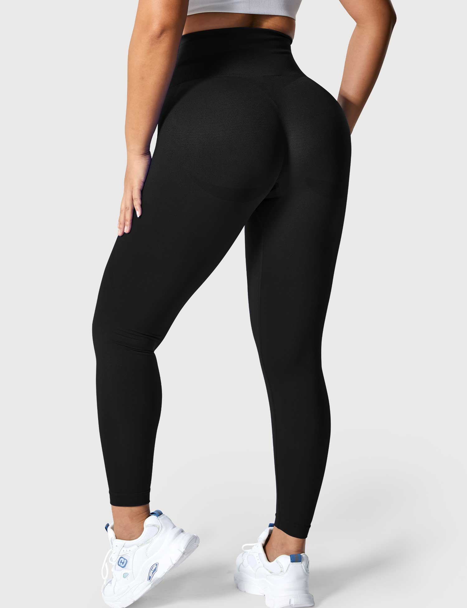 YGLEO Solid Smile Contour Leggings