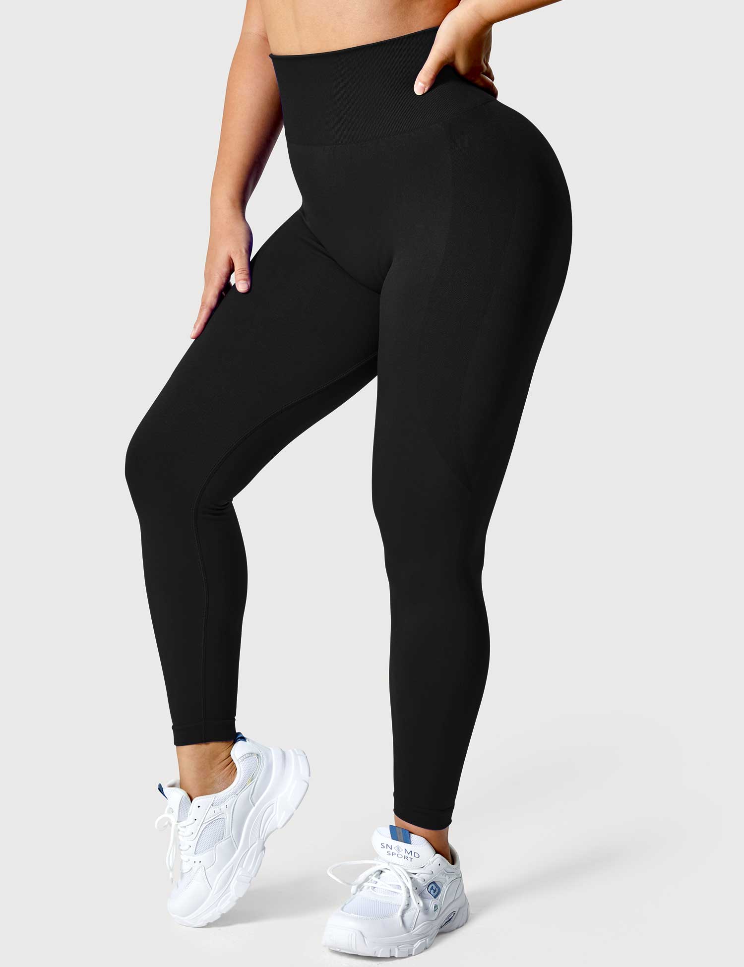 YGLEO Solid Smile Contour Leggings