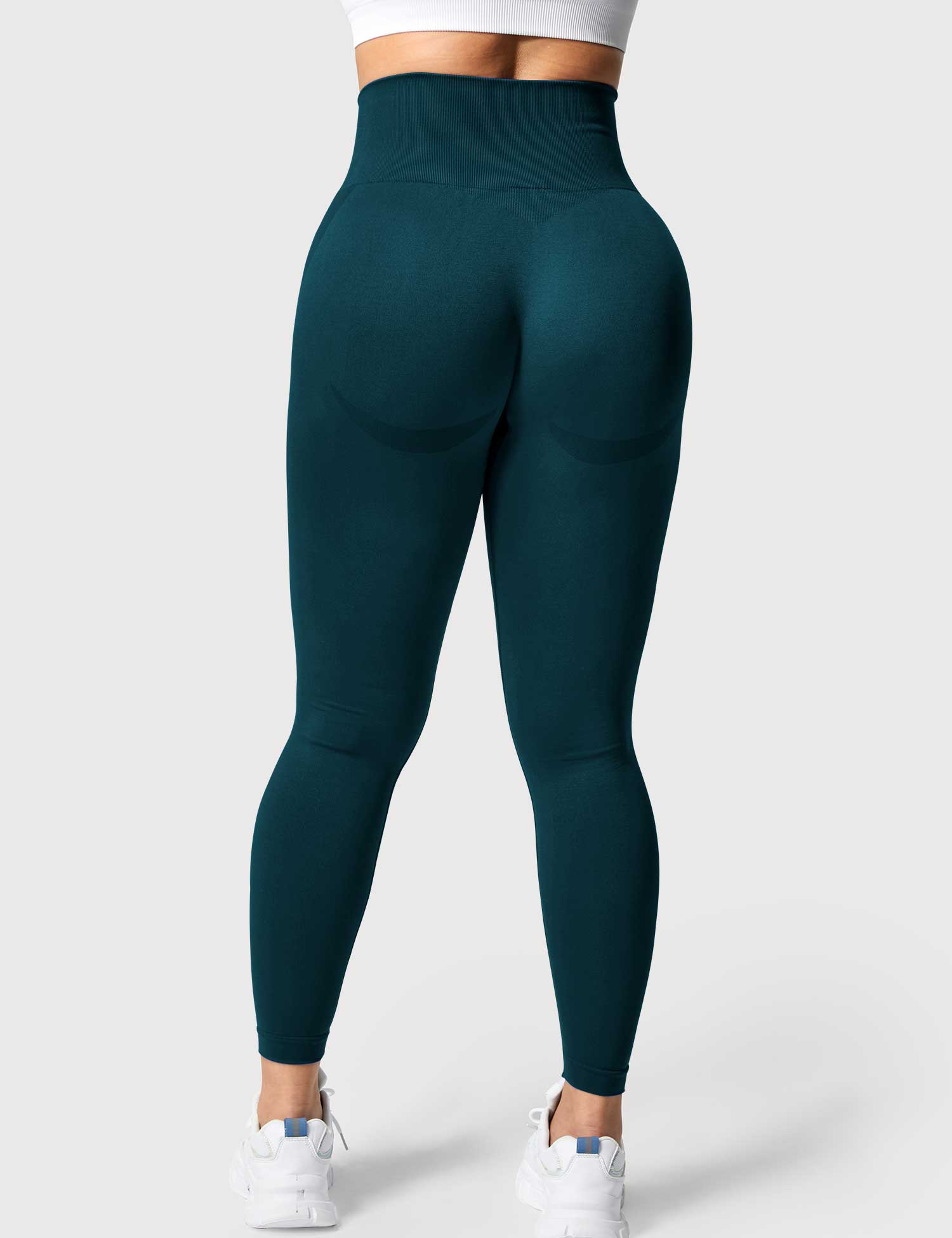 YGLEO Solid Smile Contour Leggings