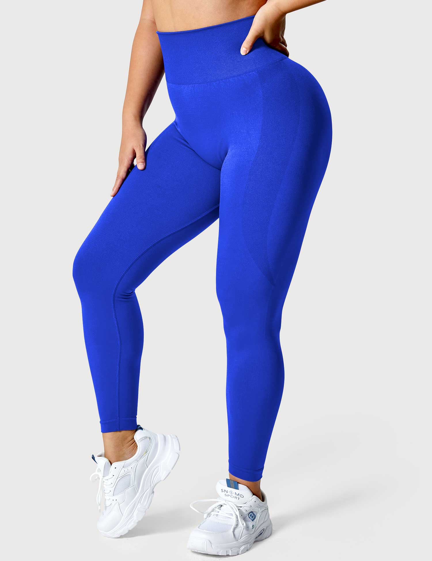 YGLEO Solid Smile Contour Leggings