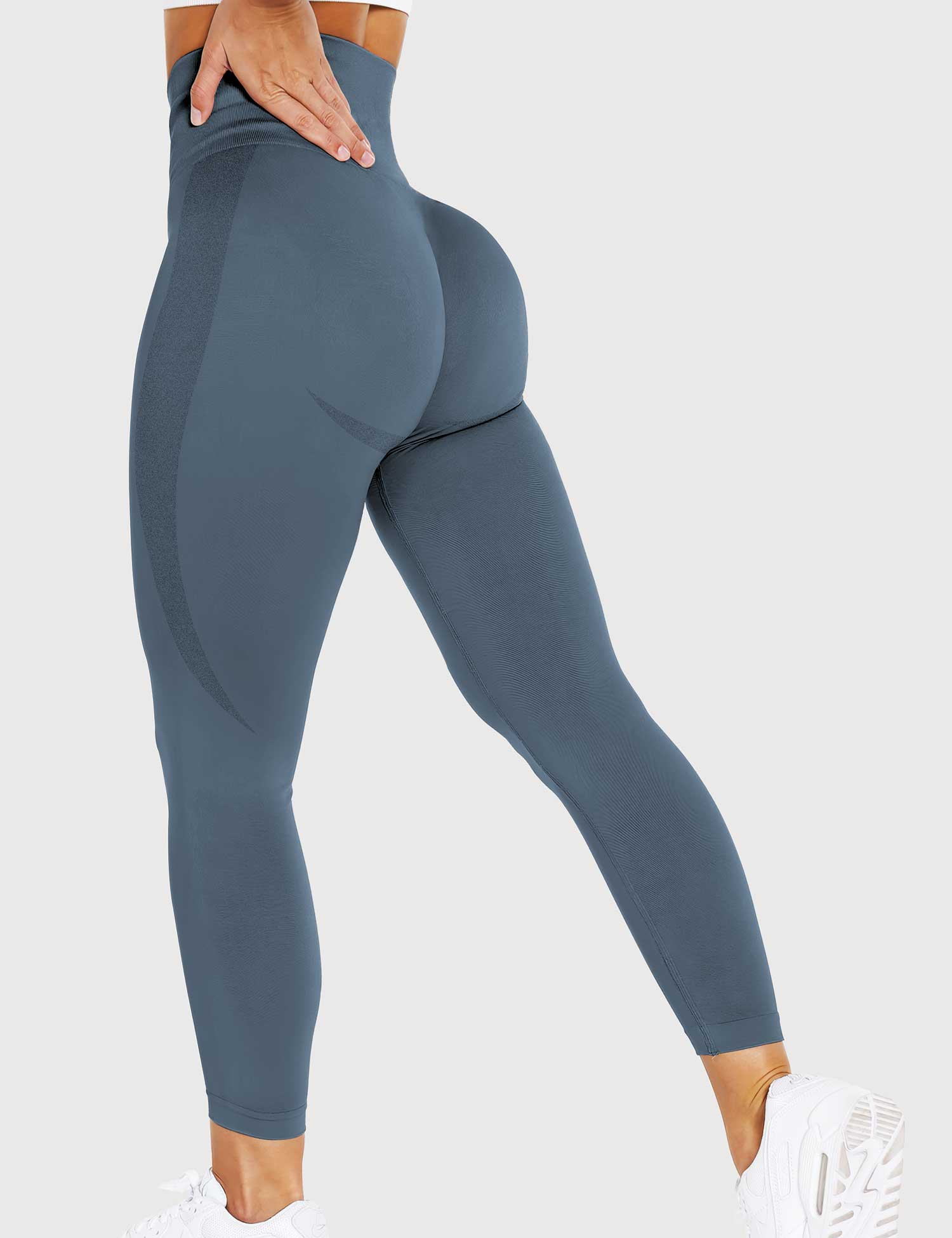 YGLEO Solid Smile Contour Leggings