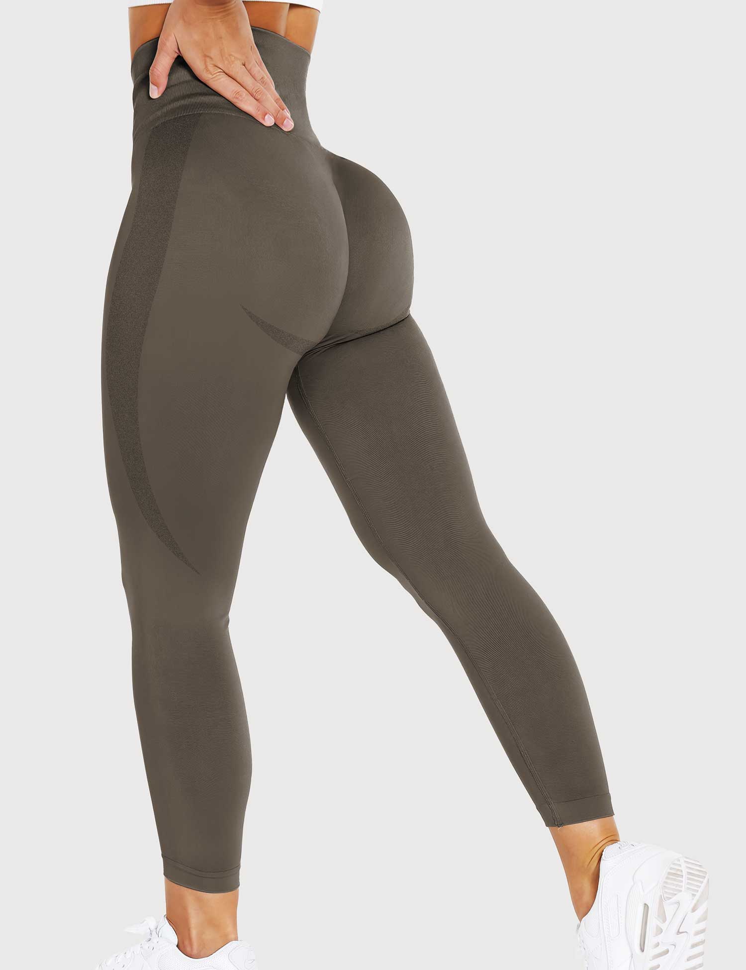 YGLEO Solid Smile Contour Leggings