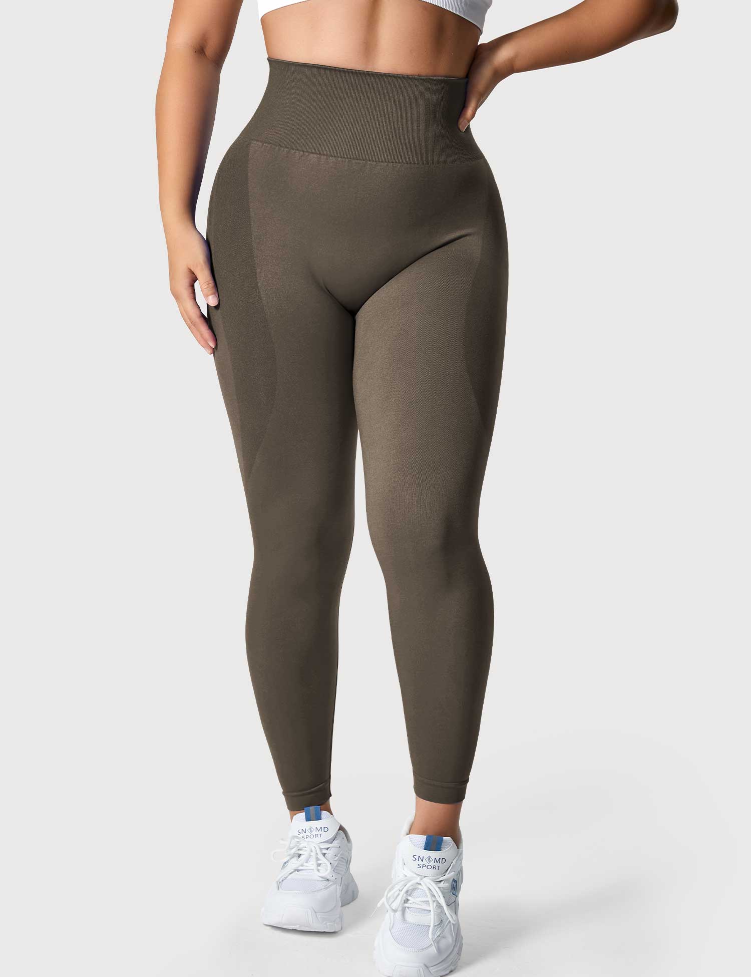 YGLEO Solid Smile Contour Leggings
