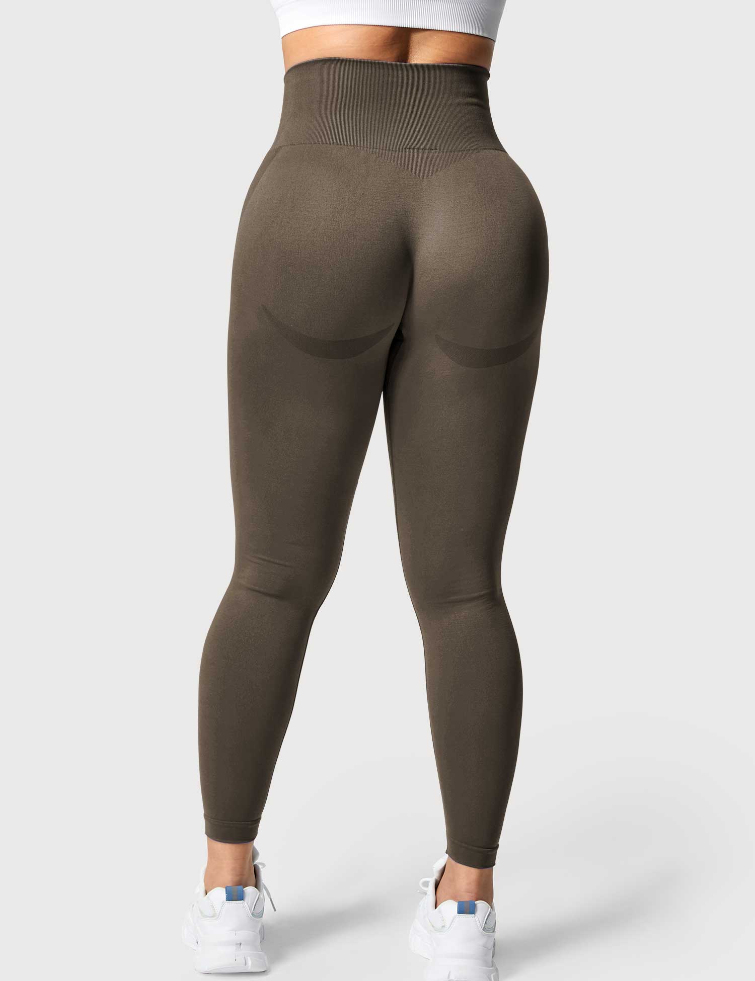 YGLEO Solid Smile Contour Leggings