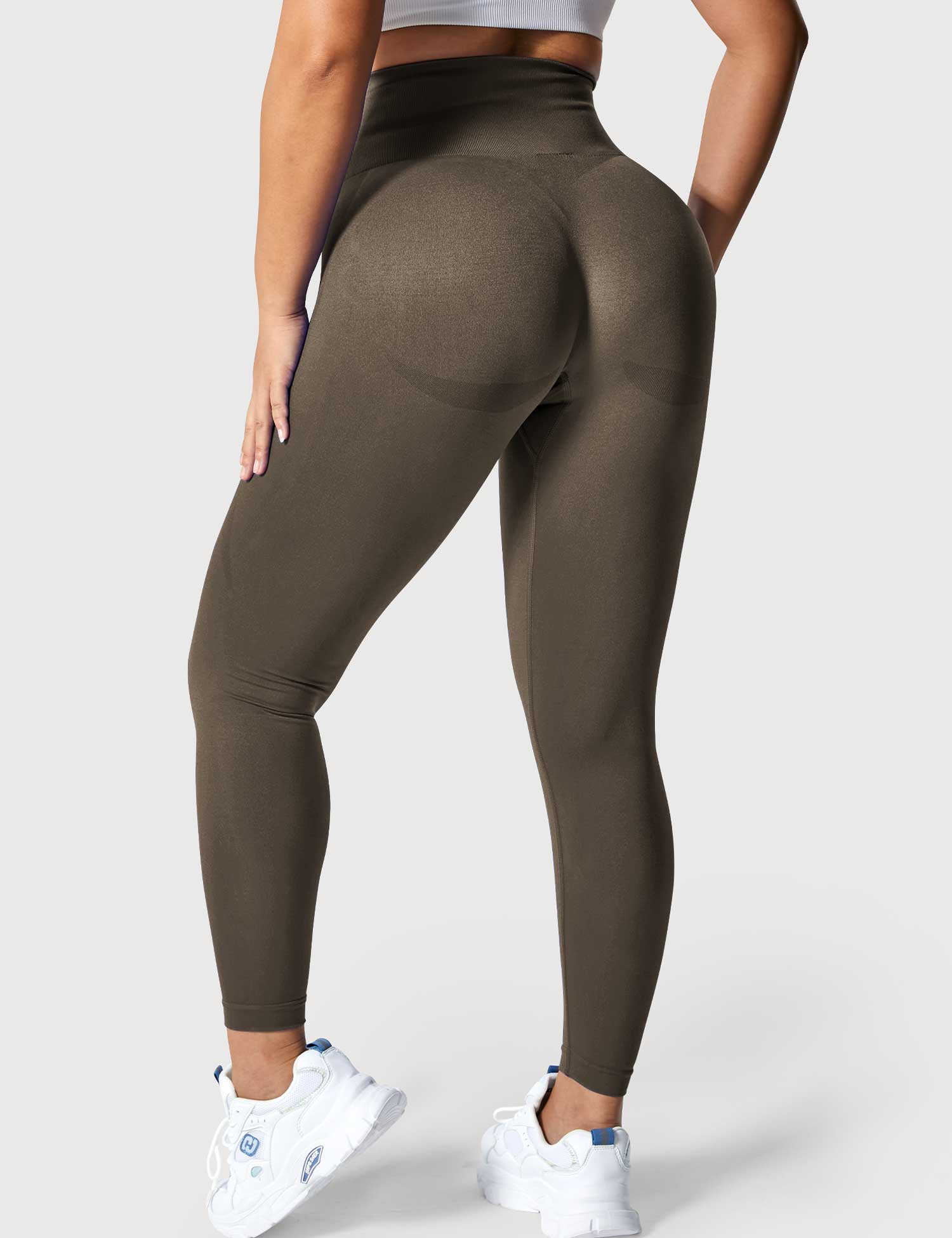 YGLEO Solid Smile Contour Leggings