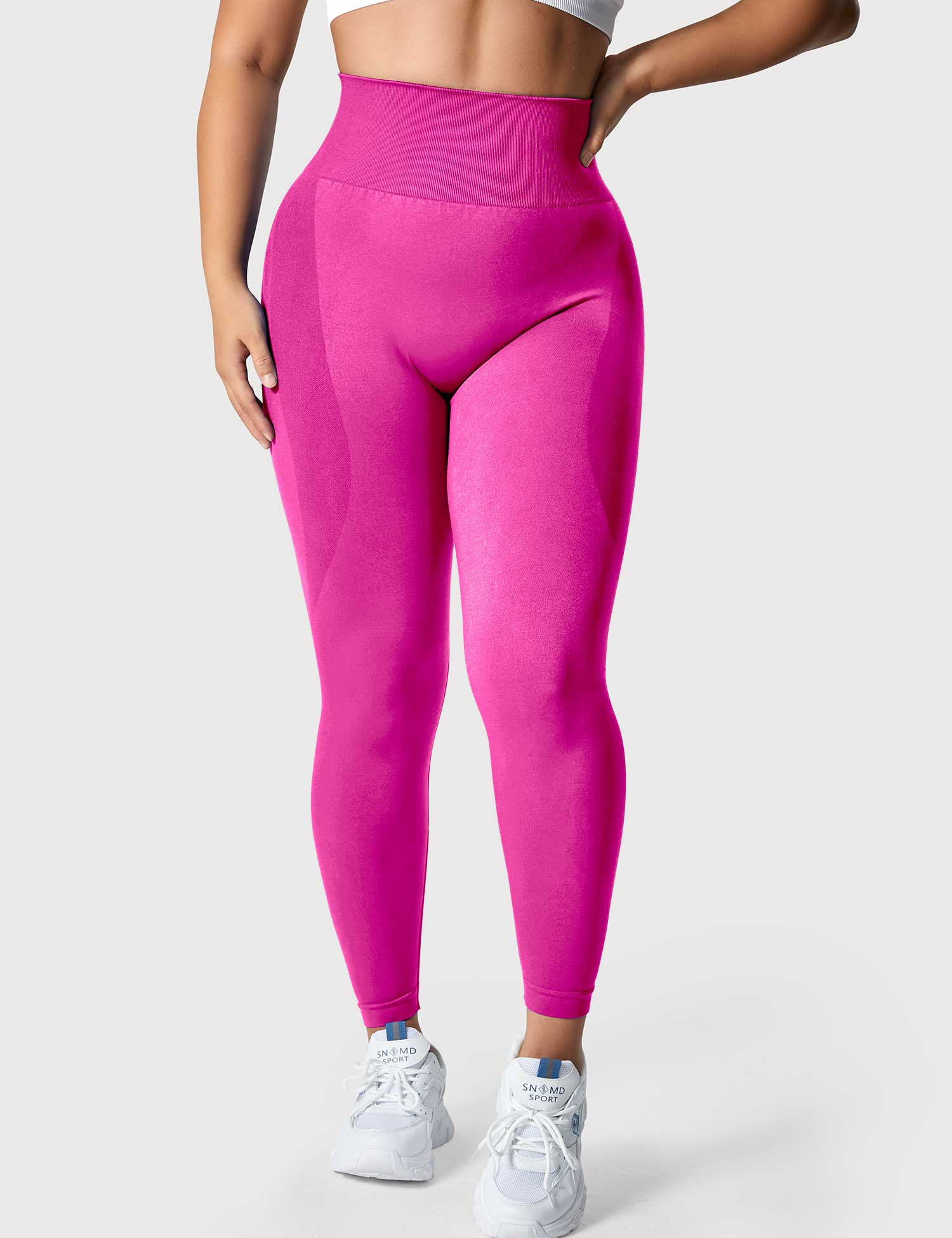 YGLEO Solid Smile Contour Leggings