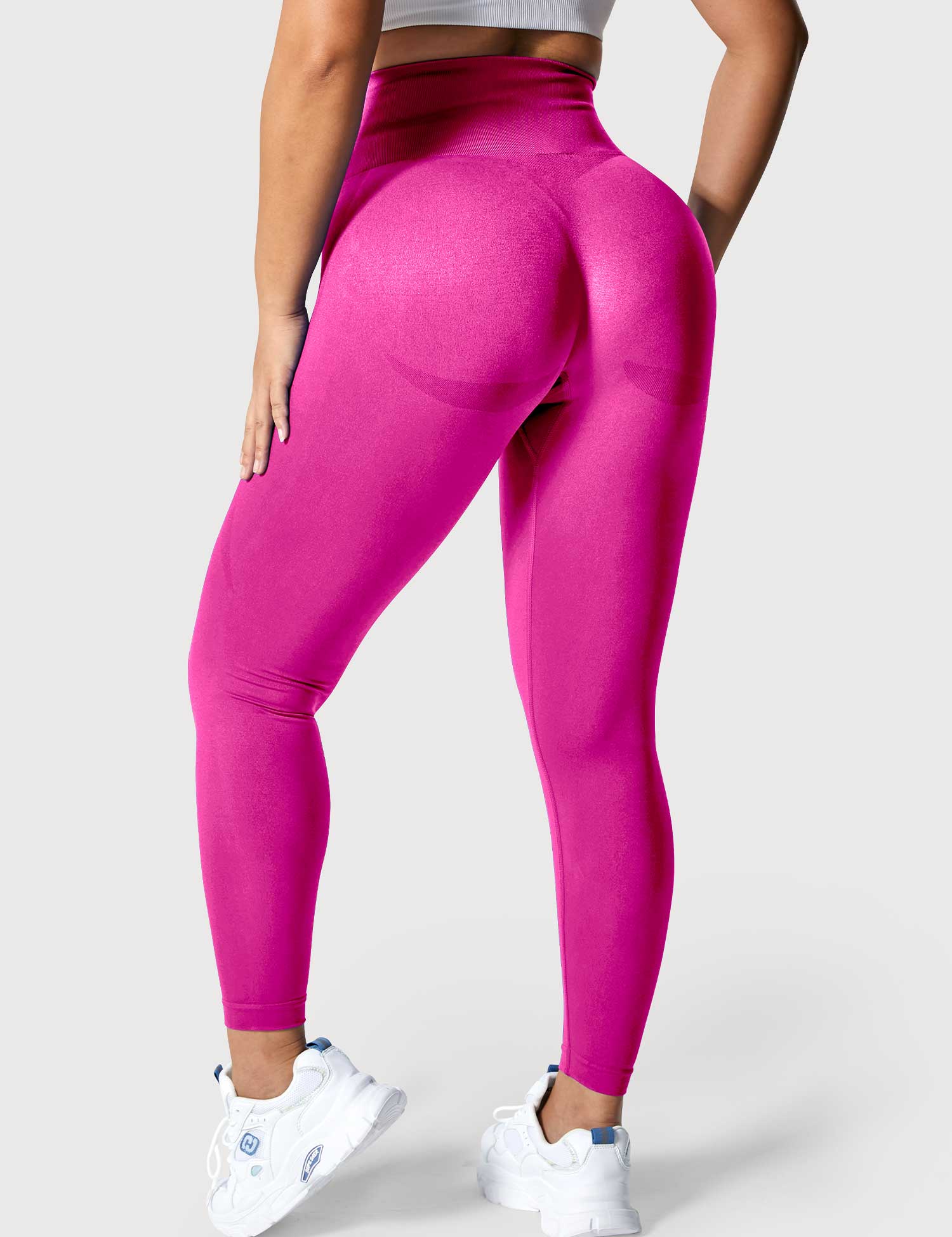 YGLEO Solid Smile Contour Leggings