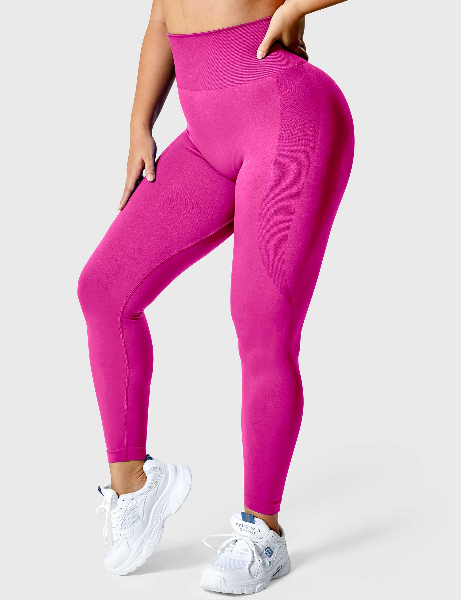 YGLEO Solid Smile Contour Leggings
