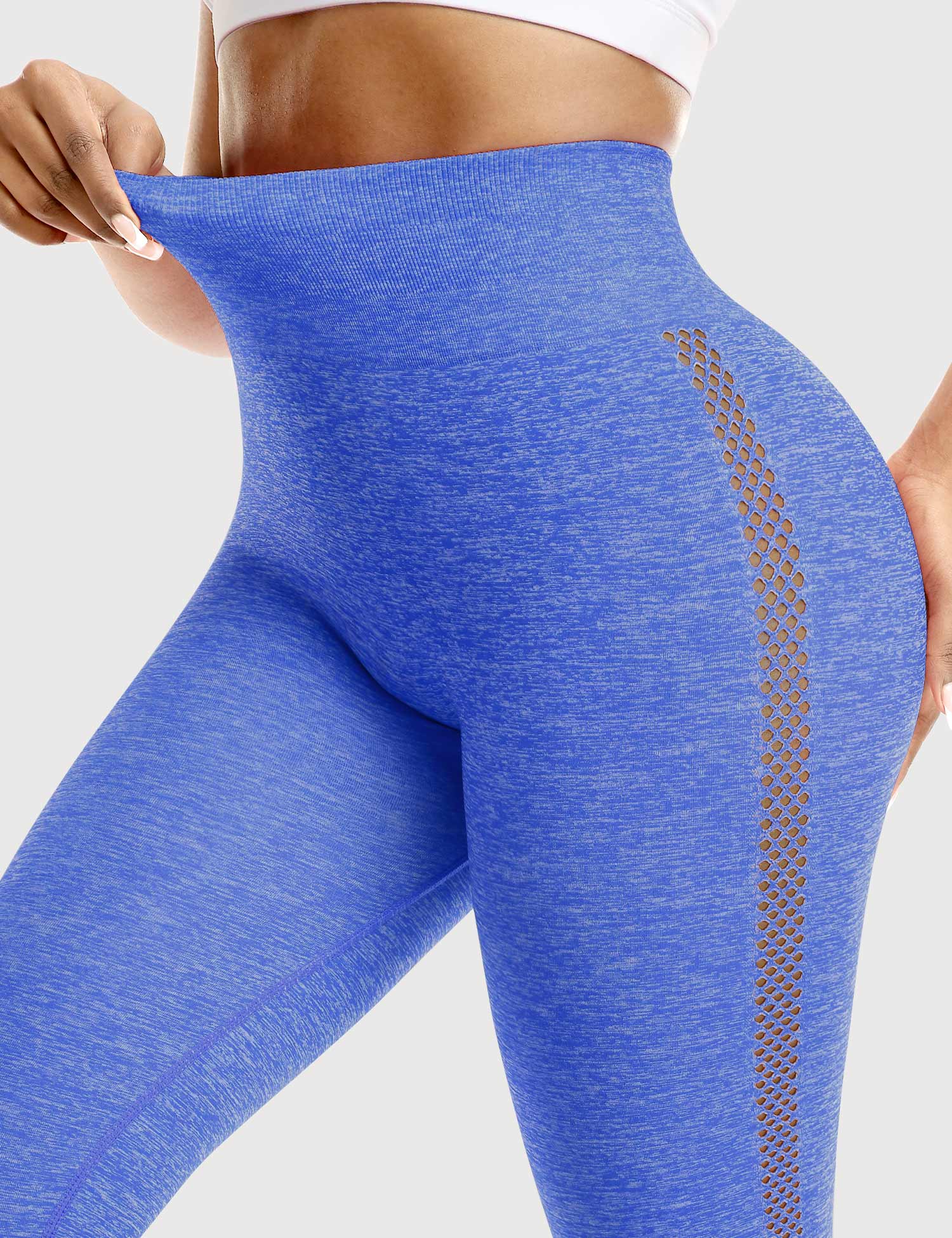 YGLEO Stripe Mesh Leggings
