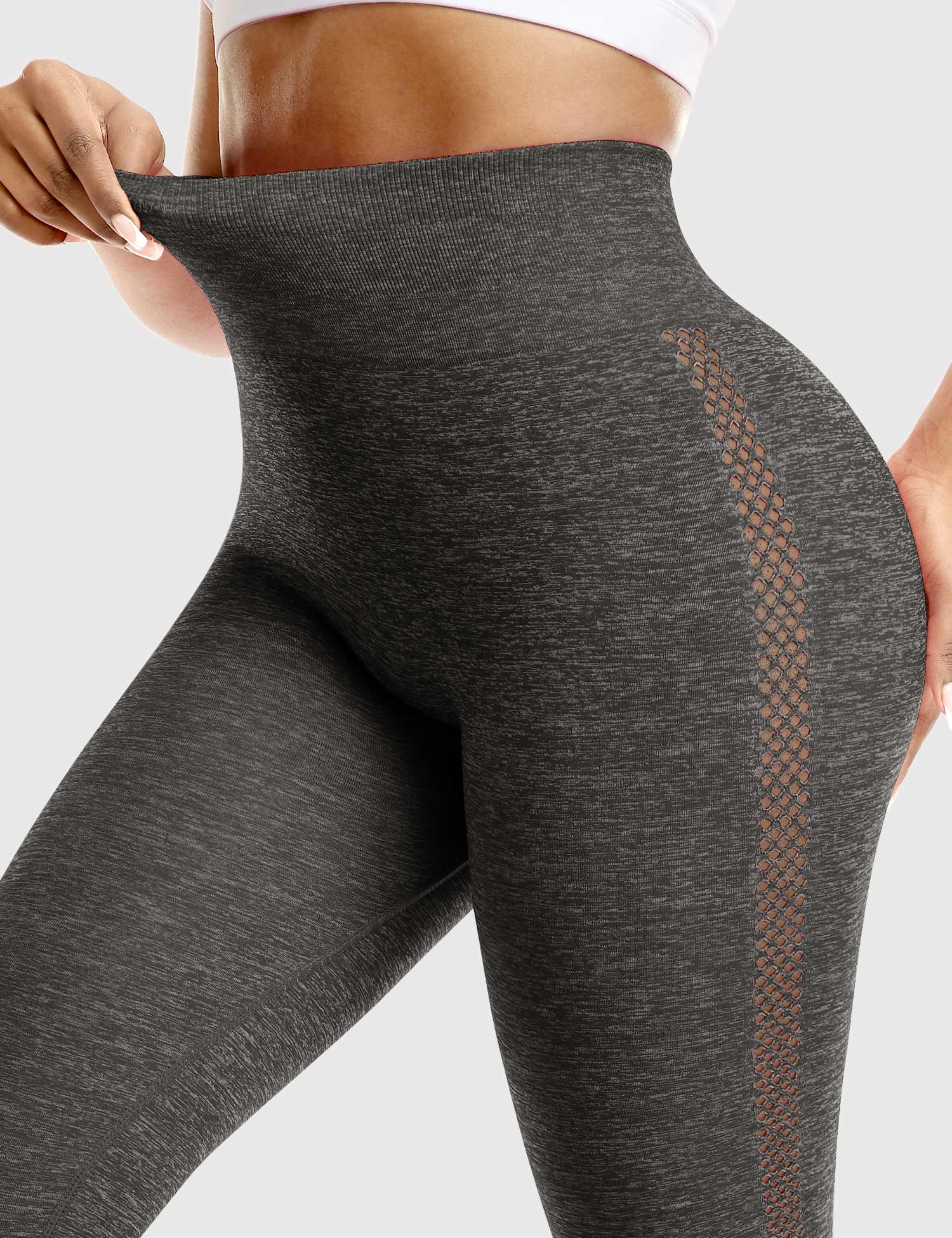YGLEO Stripe Mesh Leggings