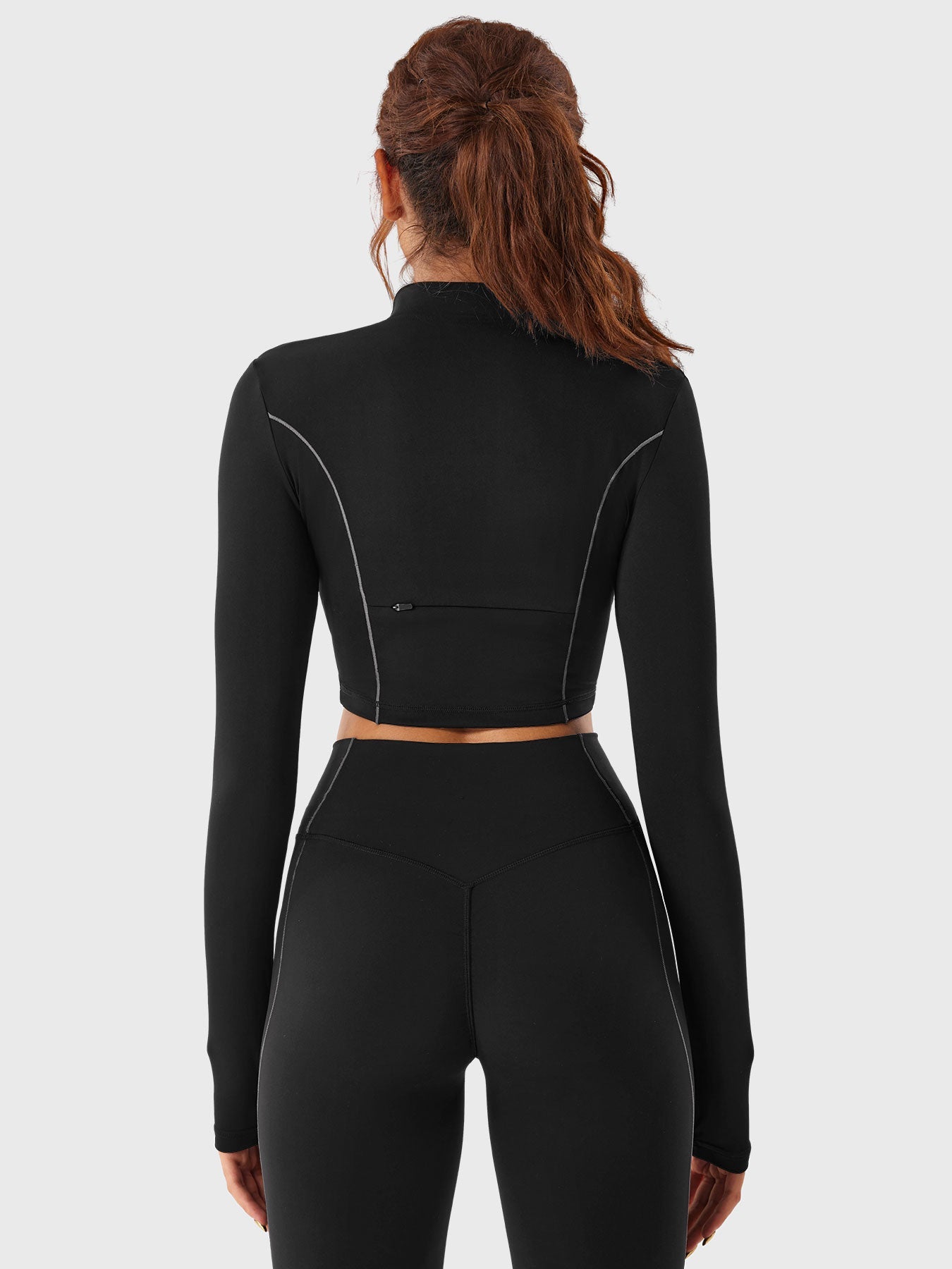 YGLEO Clementine Half Zip Crop Top Leggings Sets