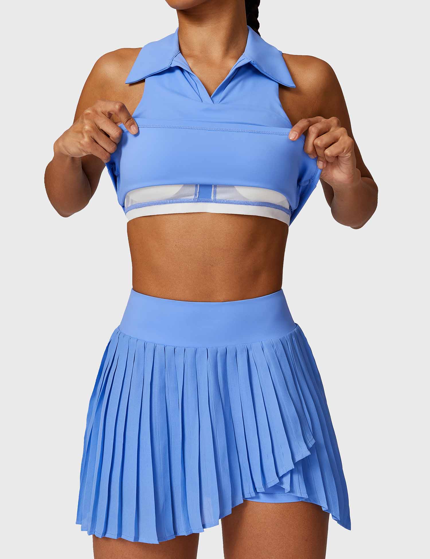 YGLEO Crop Top Tennis Skirt Sets