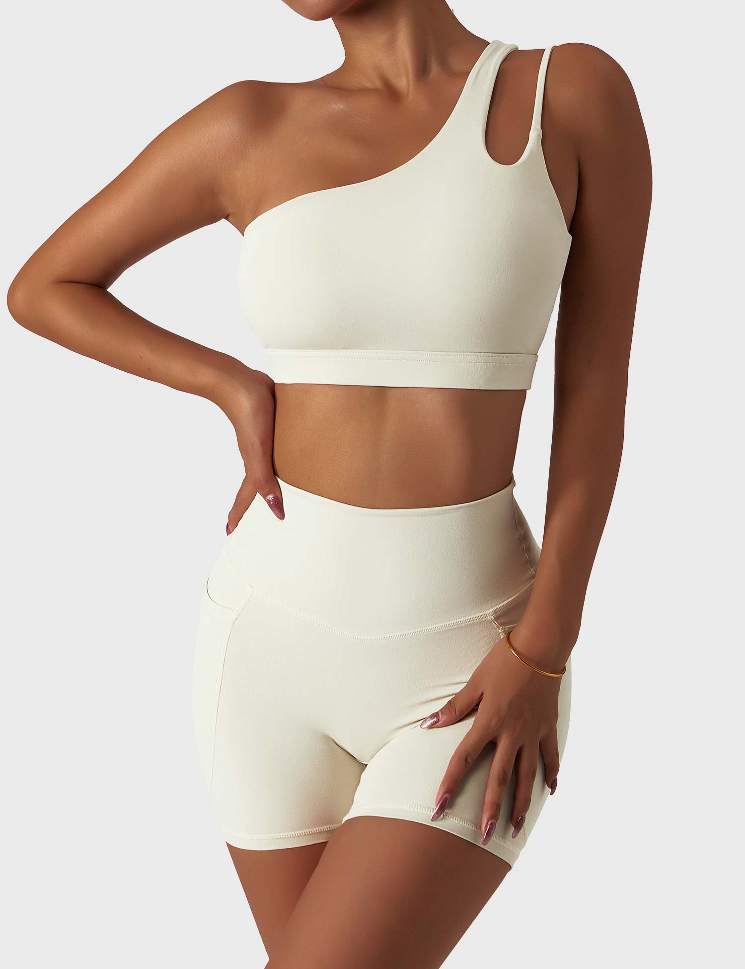 YGLEO One Shoulder Sports Set