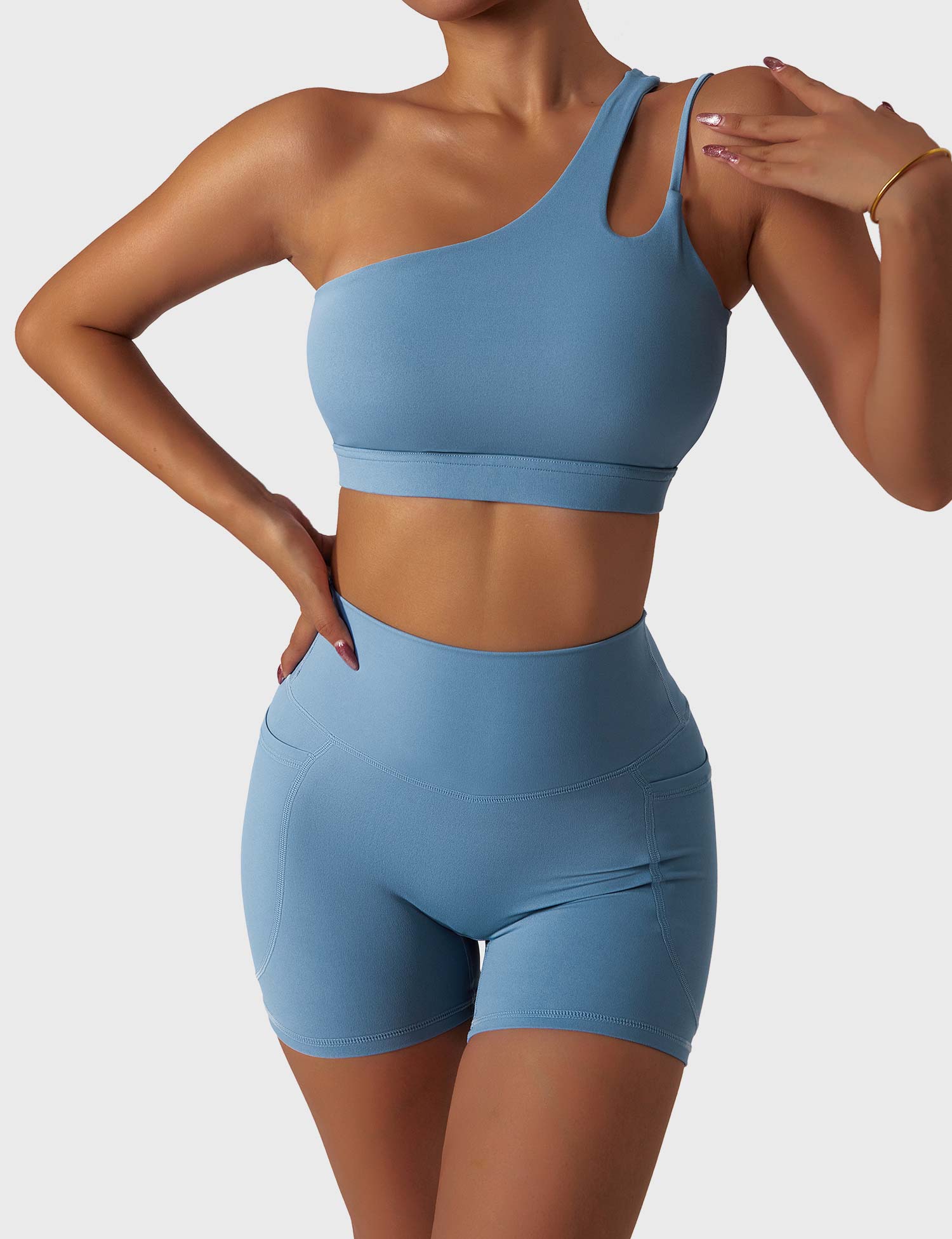 YGLEO One Shoulder Sports Set