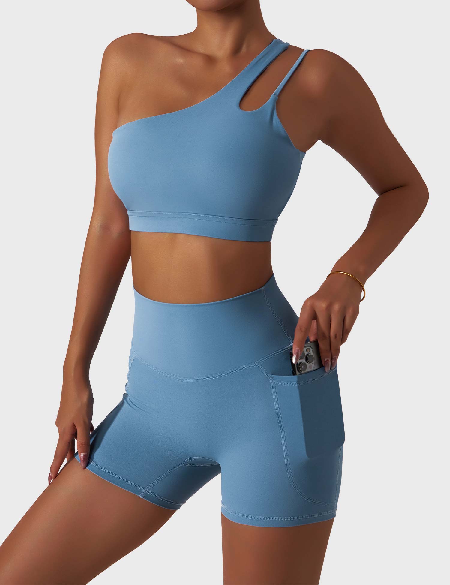 YGLEO One Shoulder Sports Set