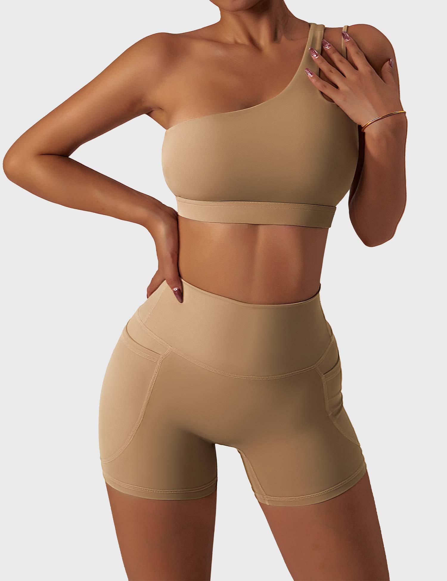 YGLEO One Shoulder Sports Set