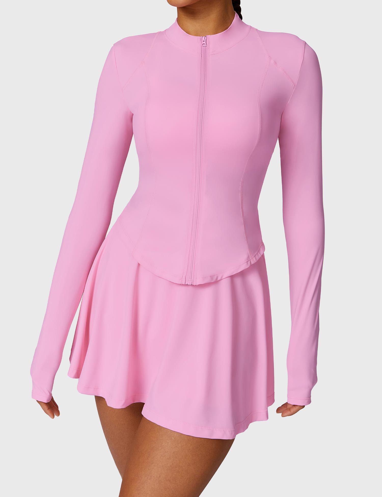 YGLEO Long Sleeve Tennis Skirt Sets