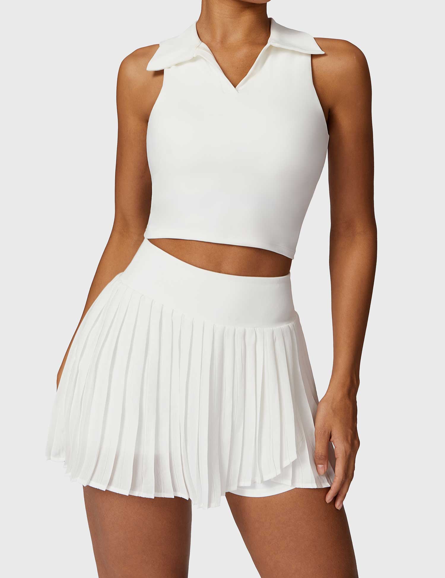 YGLEO Crop Top Tennis Skirt Sets