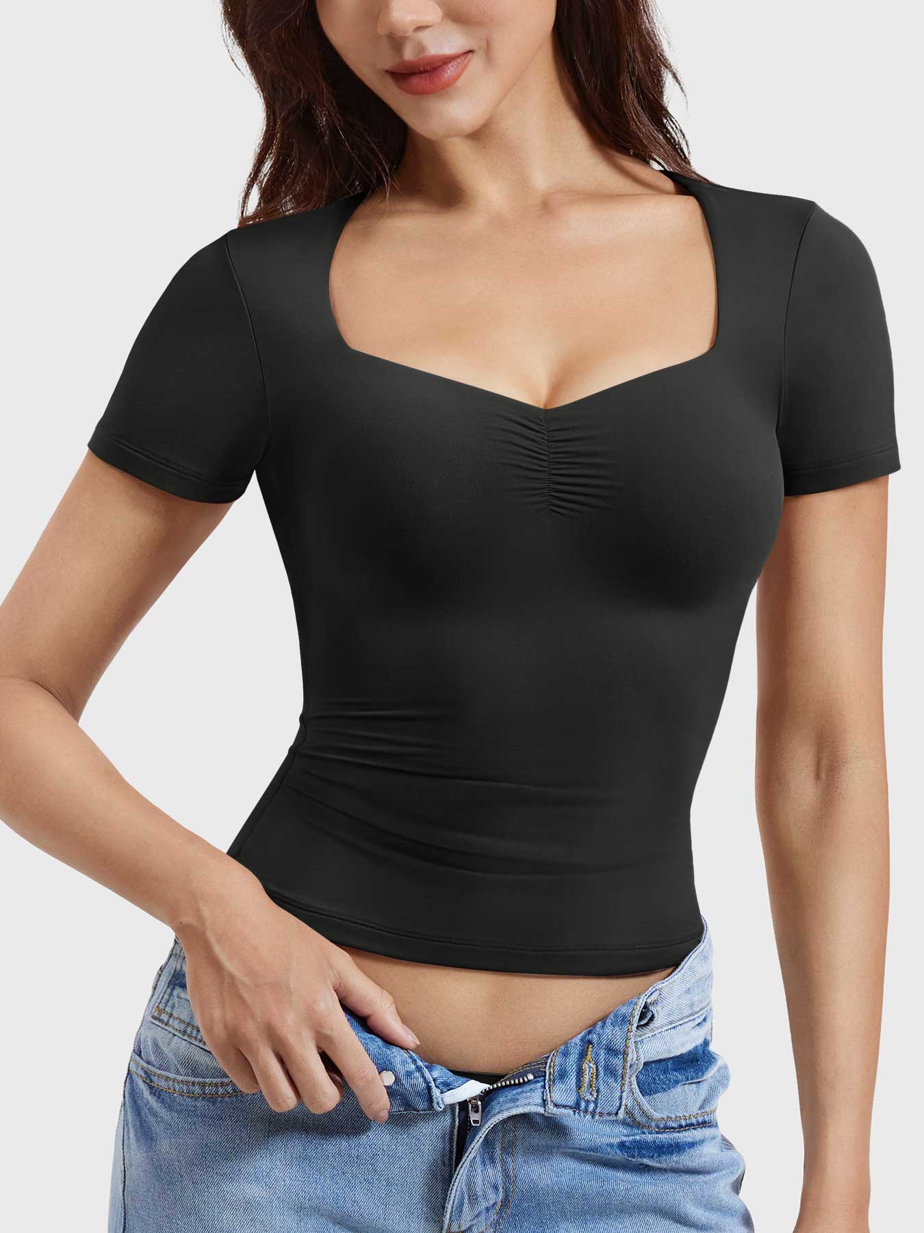 YGLEO Livia Sweetheart Neck Top