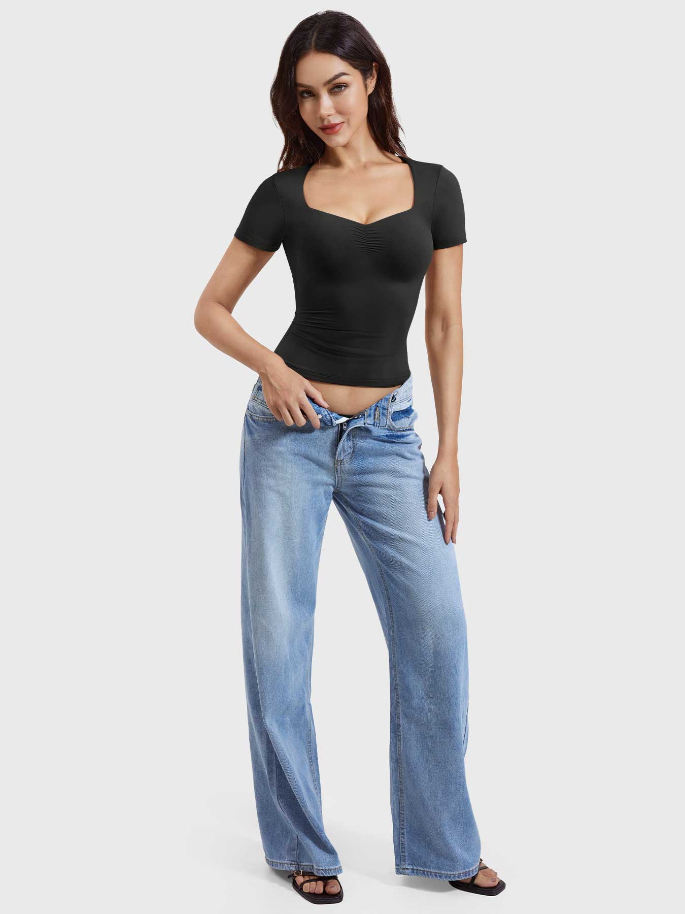 YGLEO Livia Sweetheart Neck Top